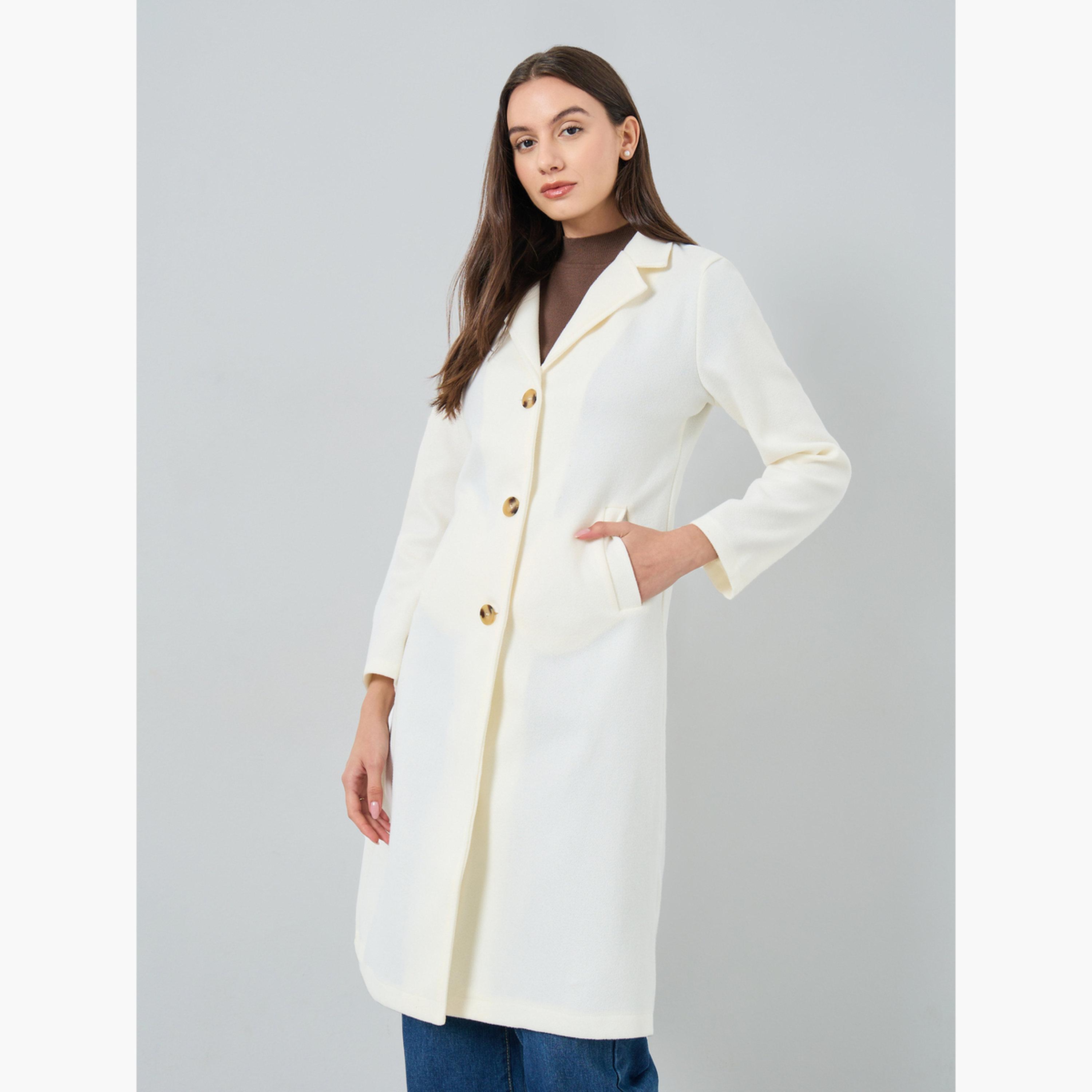 Take Two Solid Collared Long Sleeves Women's Pocket Detail Wool Like Coat-women-clothing-coatsandjackets-coats-image-1