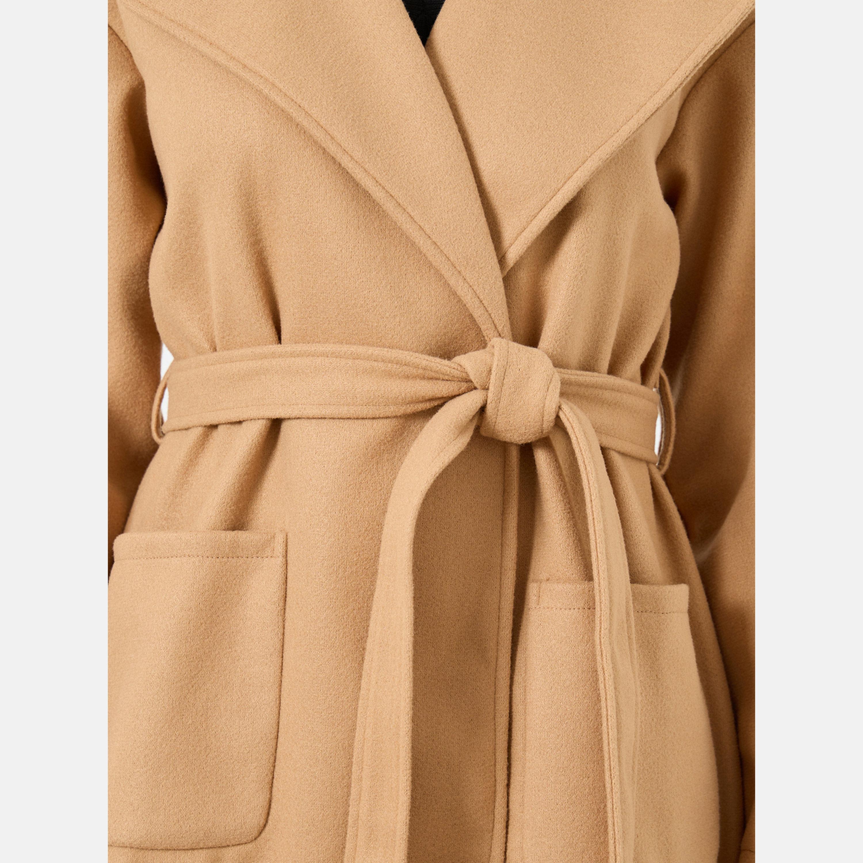 Take Two Mustard Solid Regular Fit Collared Long Sleeves Women's Wool Like Midi Coat-women-clothing-coatsandjackets-coats-image-4