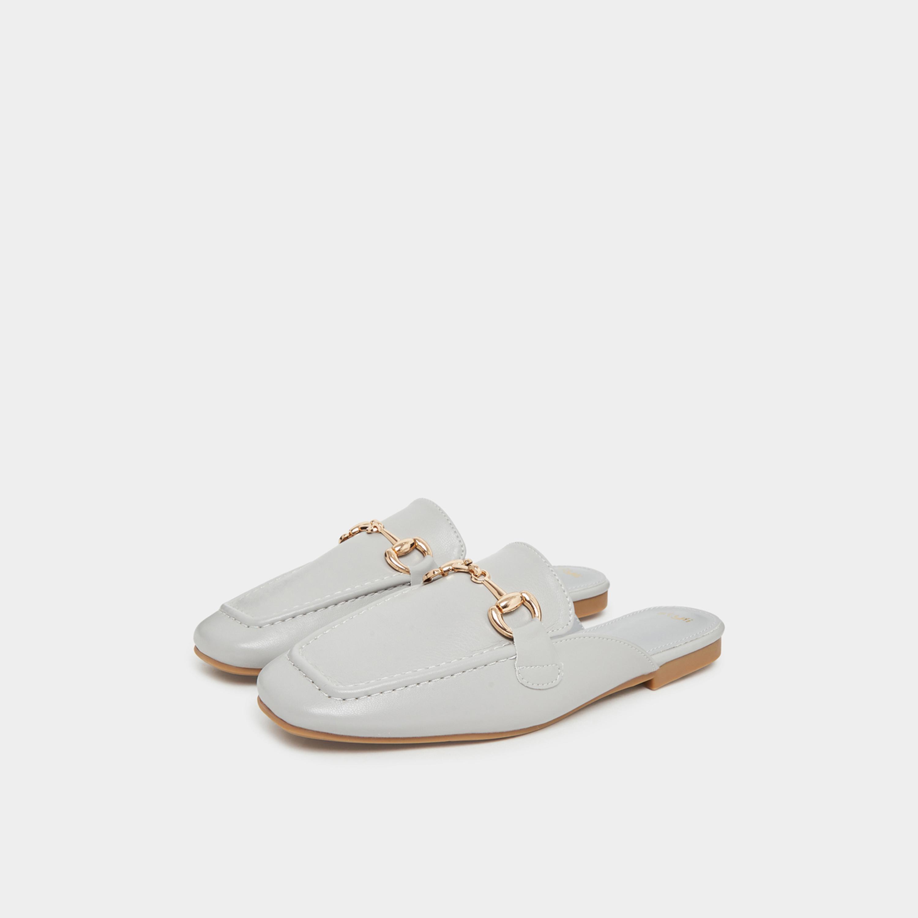 ستايلي - حذاء لوفر نسائي من الجلد لون الرمادي-women-shoes-flats-mules-image-1