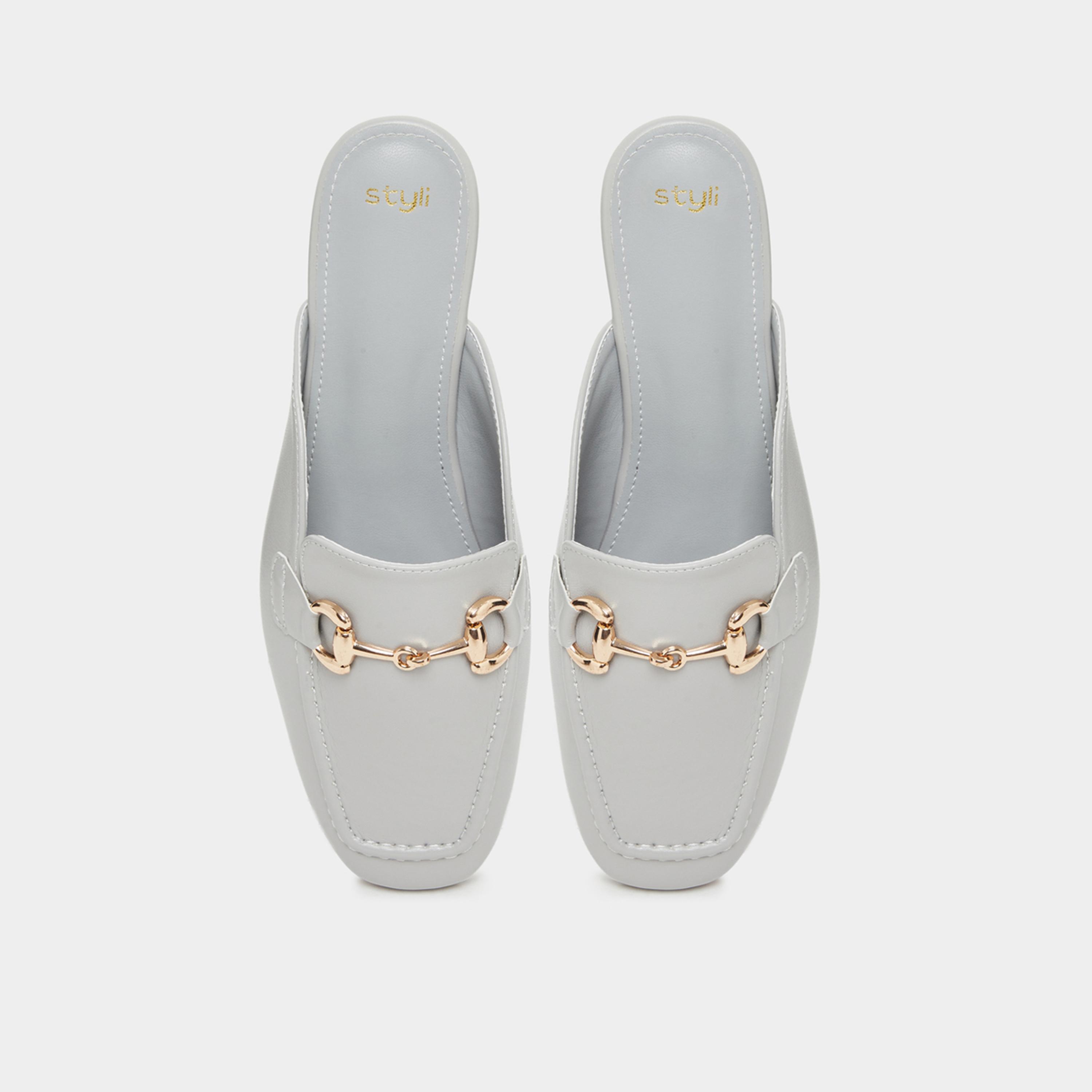 ستايلي - حذاء لوفر نسائي من الجلد لون الرمادي-women-shoes-flats-mules-image-3