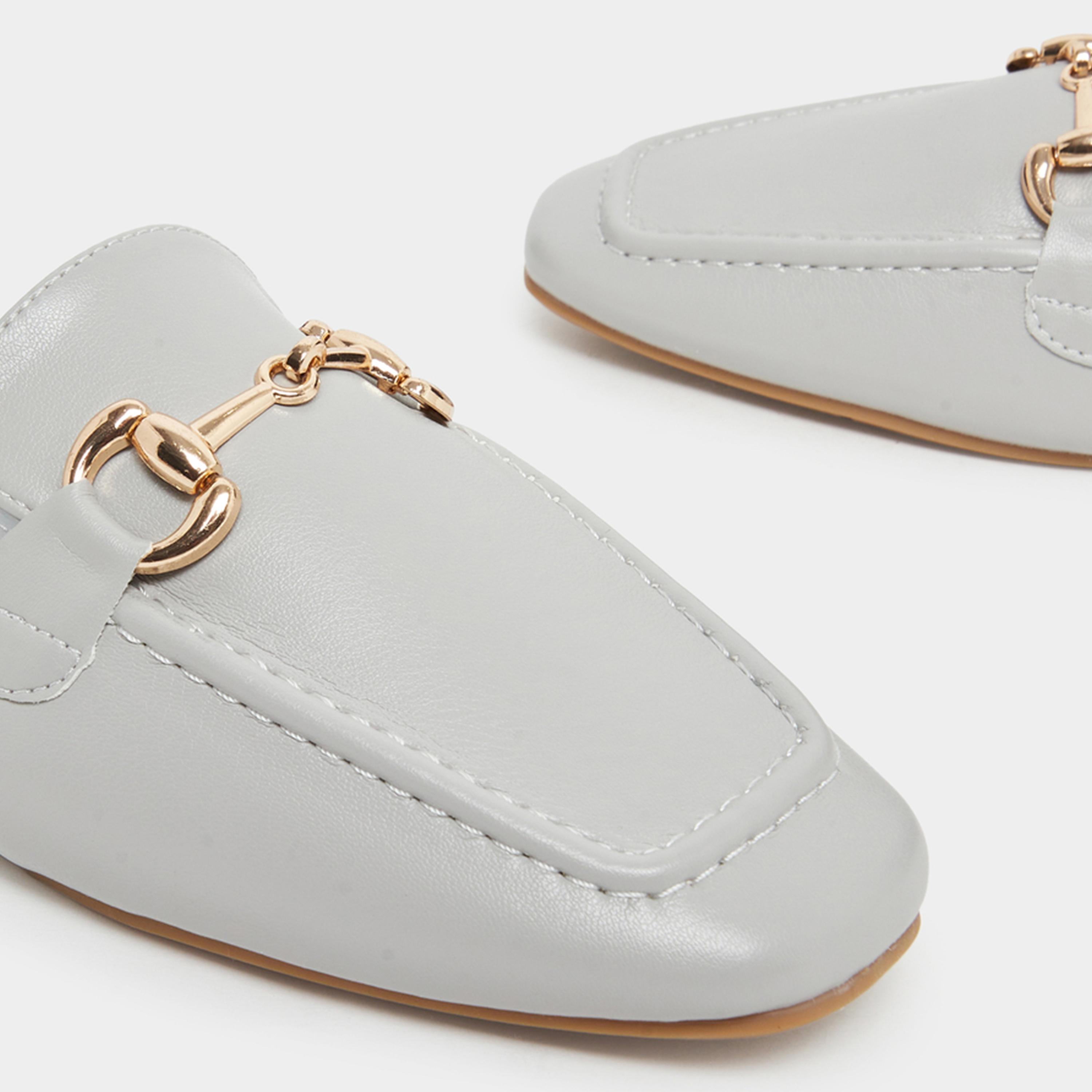 Styli Womens Grey Leather Mule Loafers-women-shoes-flats-mules-image-4