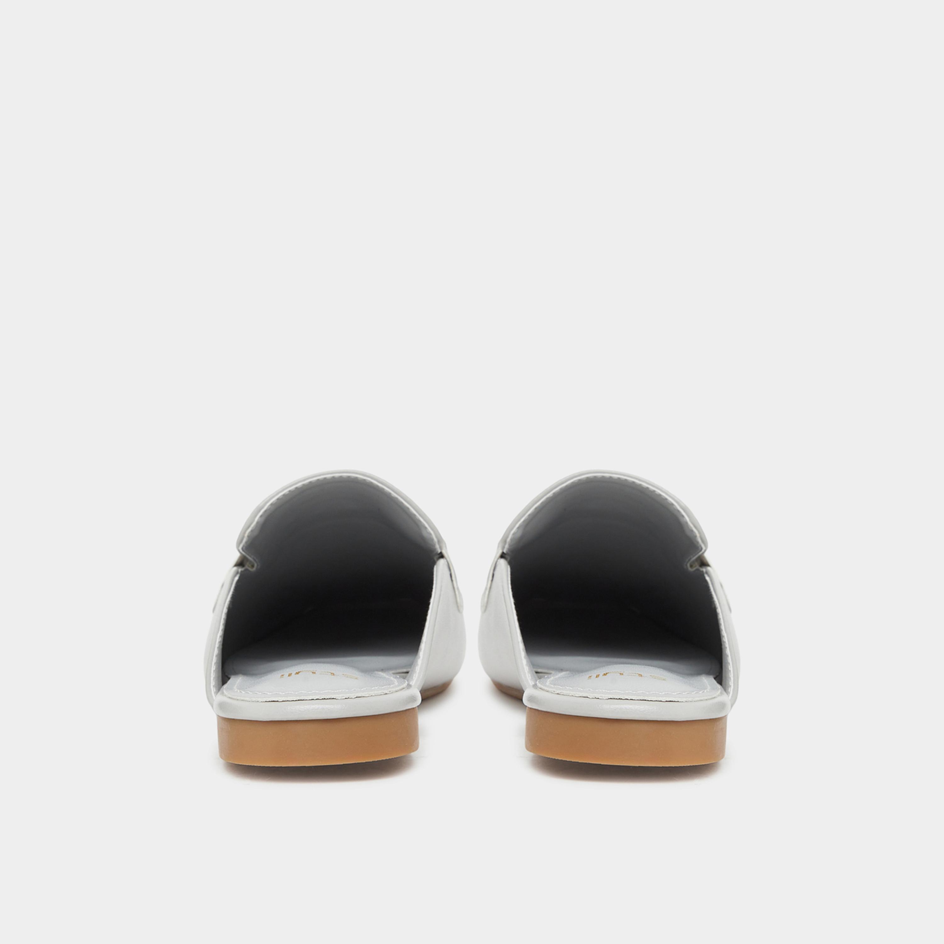 Styli Womens Grey Leather Mule Loafers-women-shoes-flats-mules-image-5