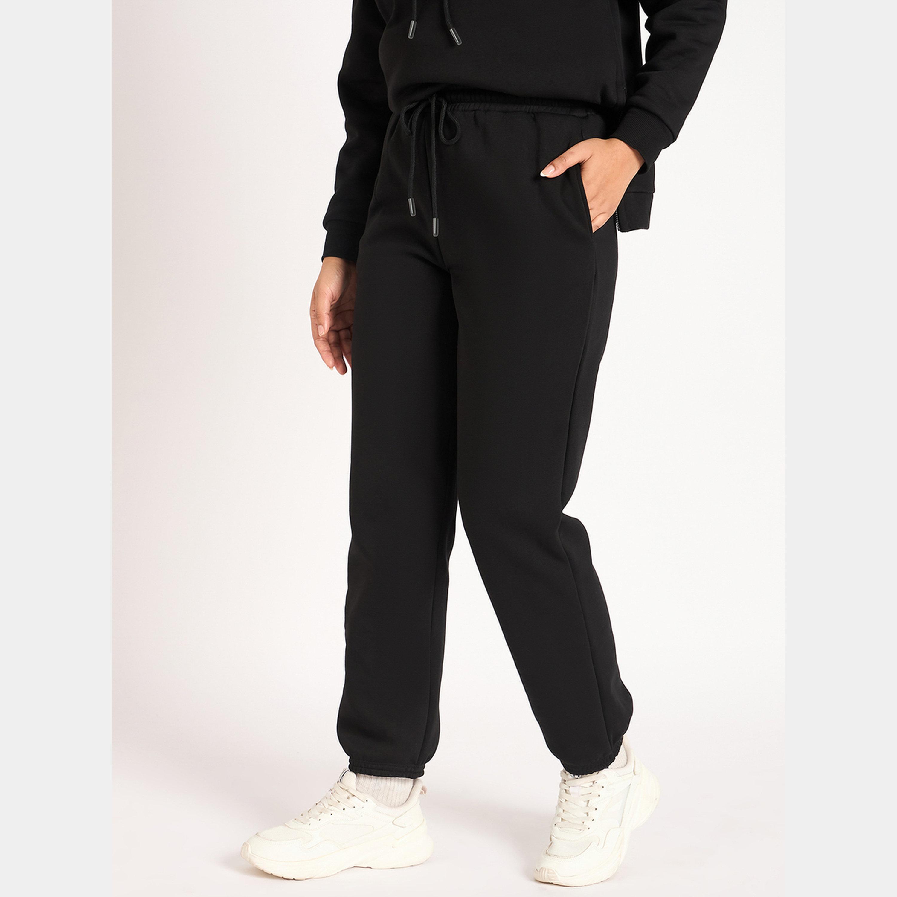 Femmella Women Black Fleece Joggers-women-clothing-bottoms-joggers-image-3