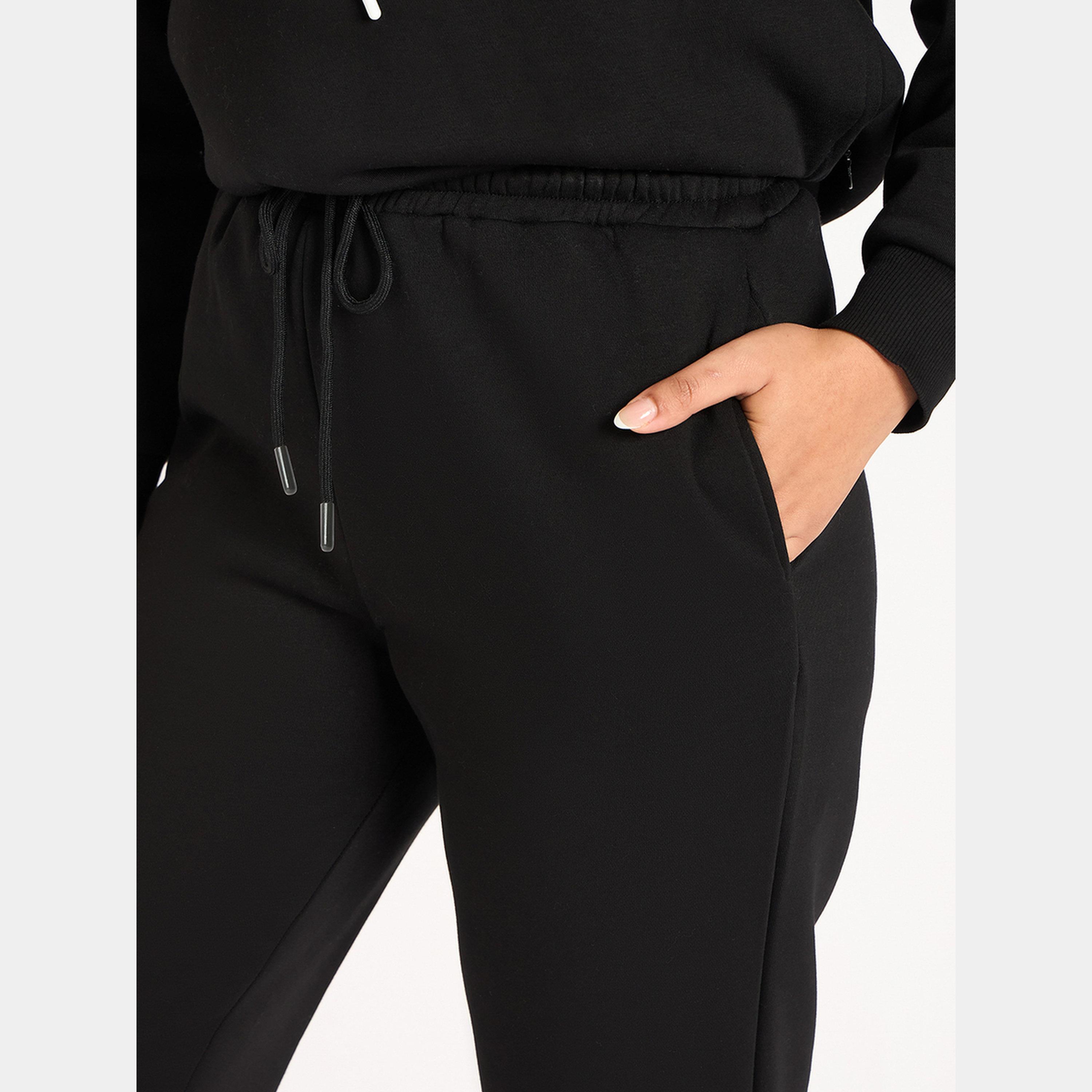 Femmella Women Black Fleece Joggers-women-clothing-bottoms-joggers-image-4