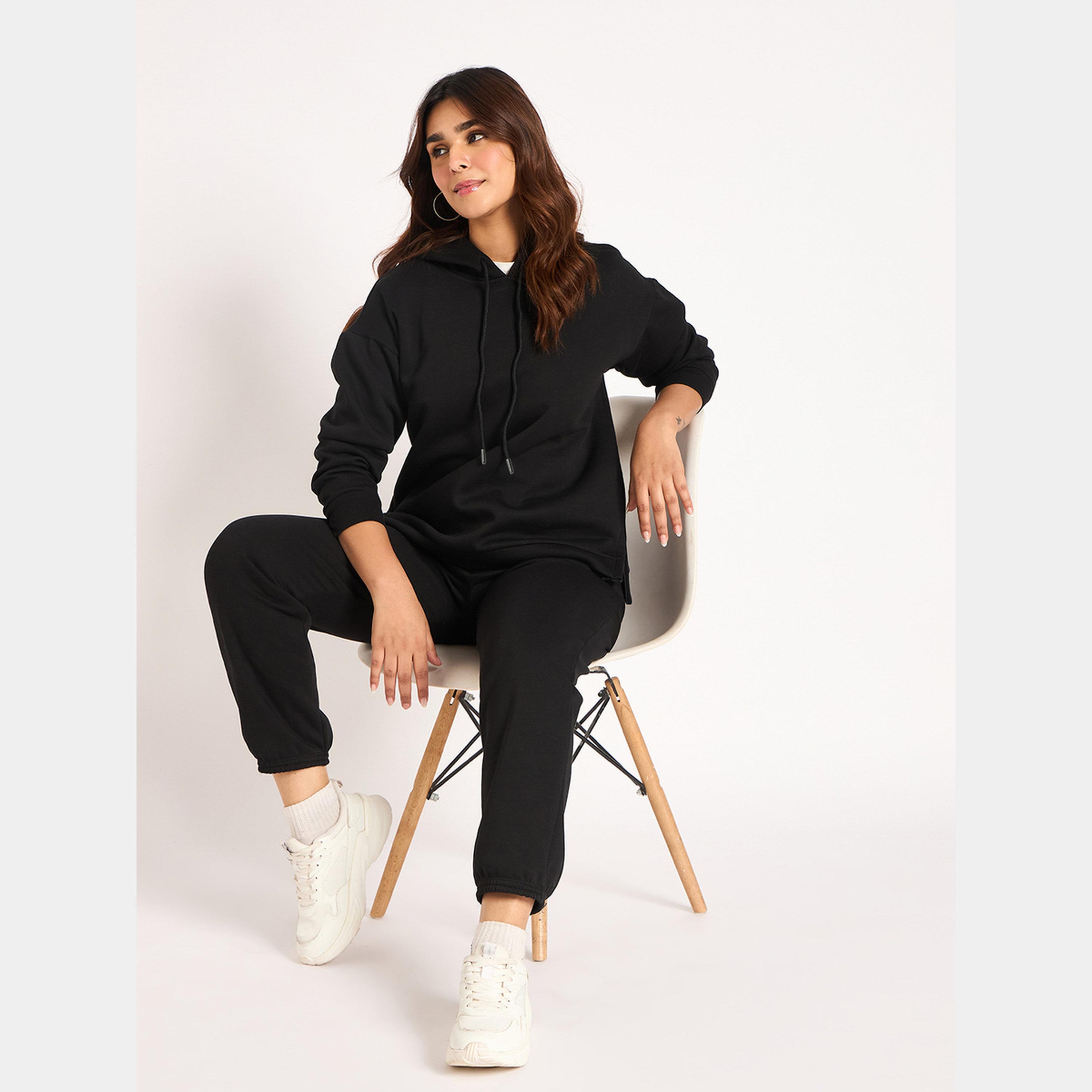 Femmella Women Black Fleece Joggers-women-clothing-bottoms-joggers-image-6