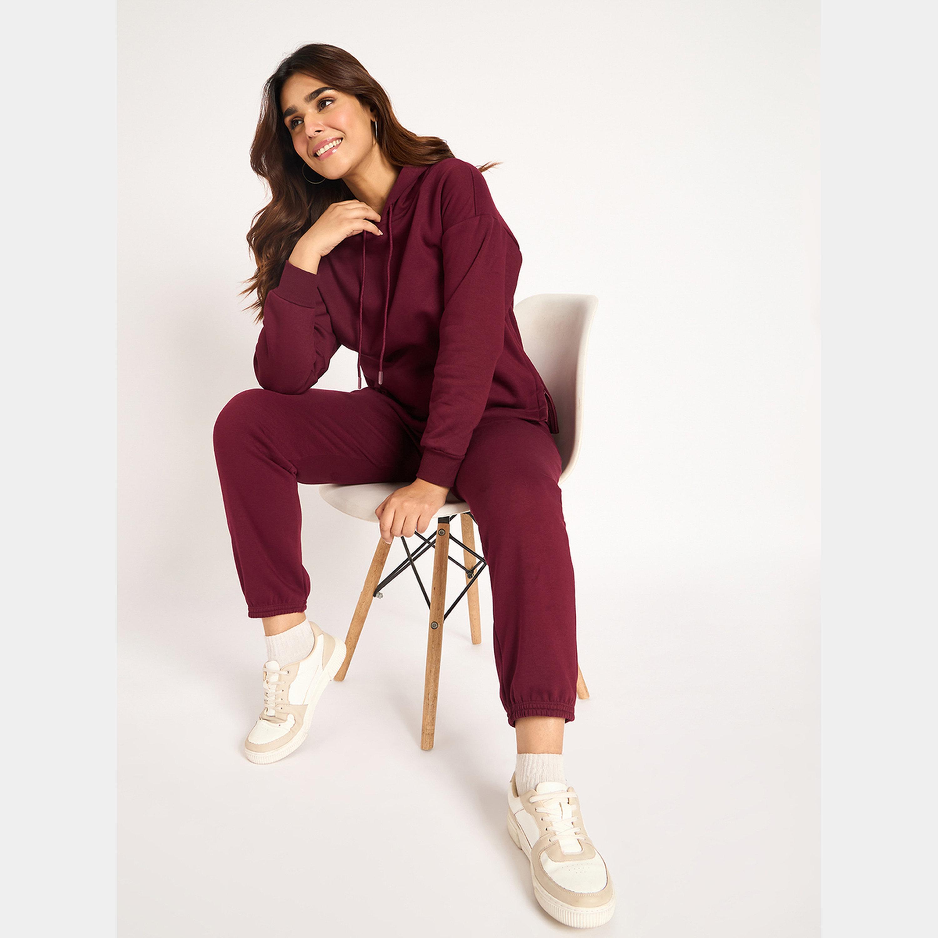 فيميلا - بنطال رياضي نسائي صوف باللون البرغندي-women-clothing-bottoms-joggers-image-2