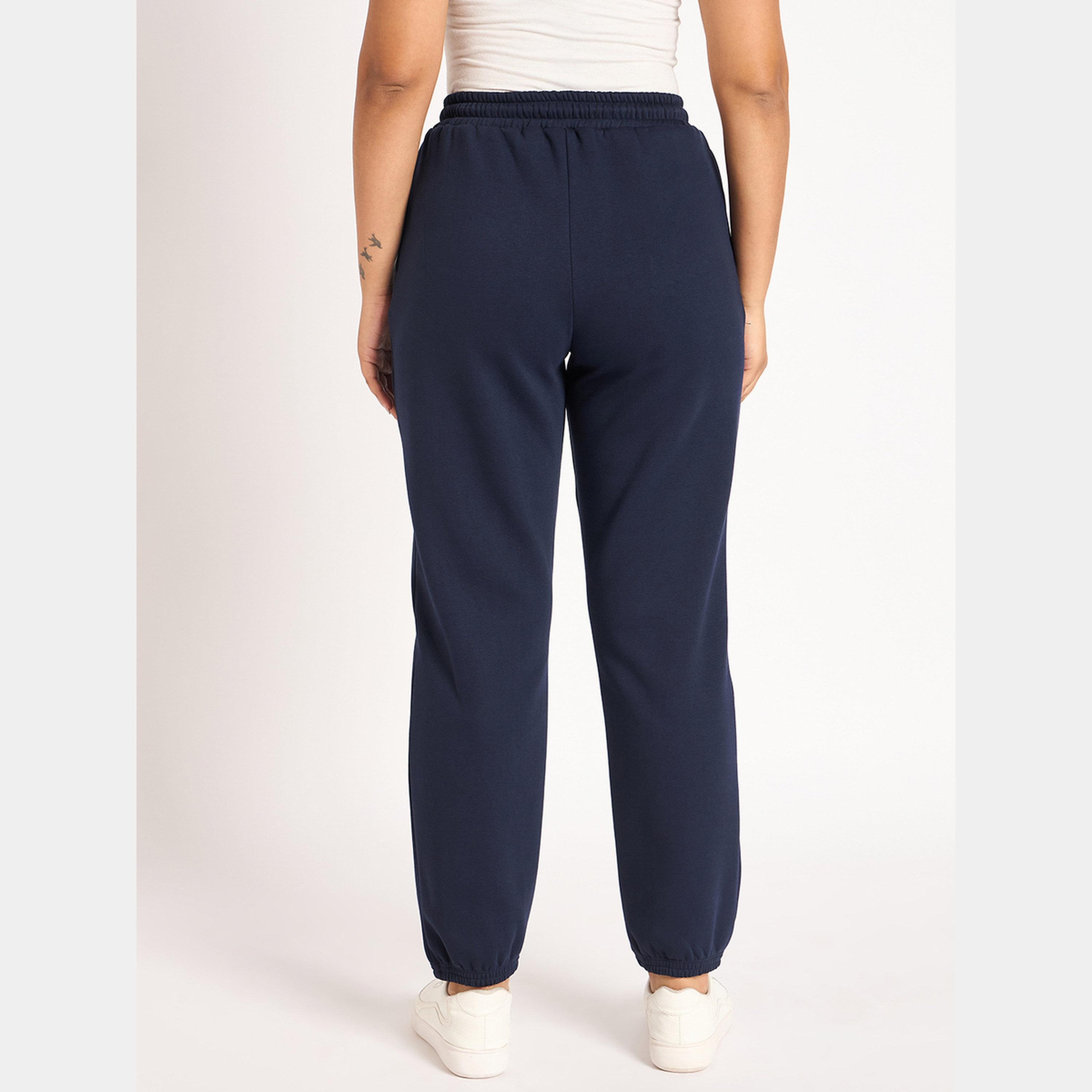 Femmella Women Navy Blue Fleece Joggers-women-clothing-bottoms-joggers-image-4