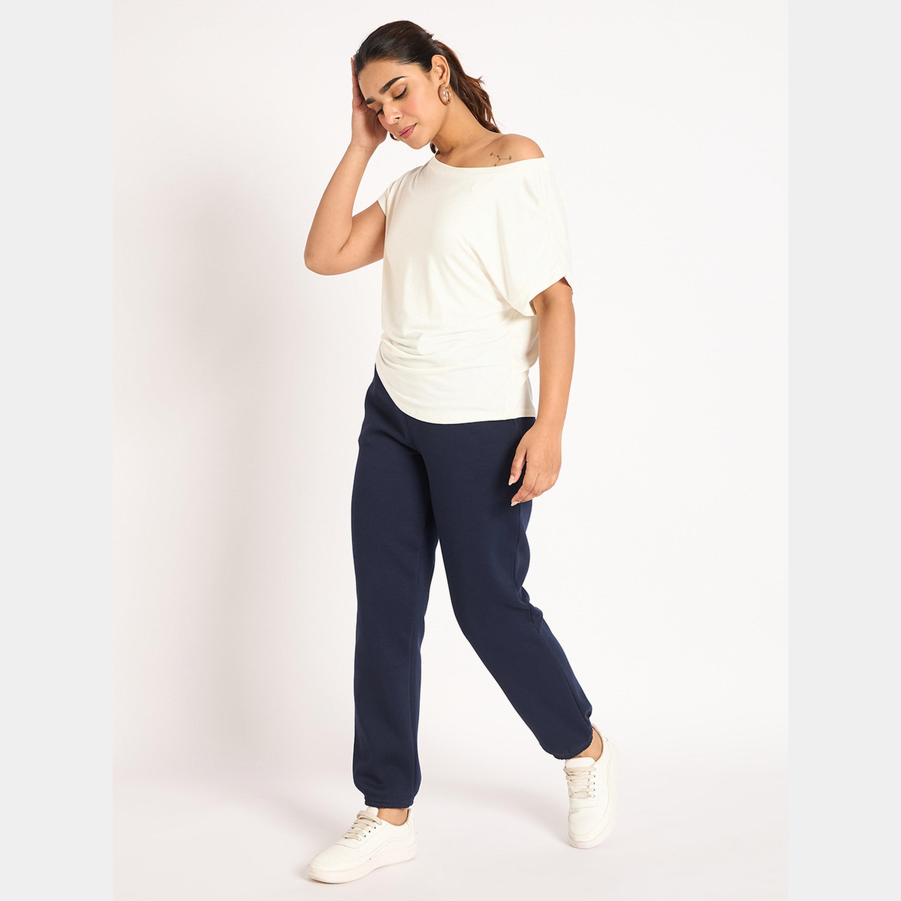 Femmella Women Navy Blue Fleece Joggers-women-clothing-bottoms-joggers-image-6