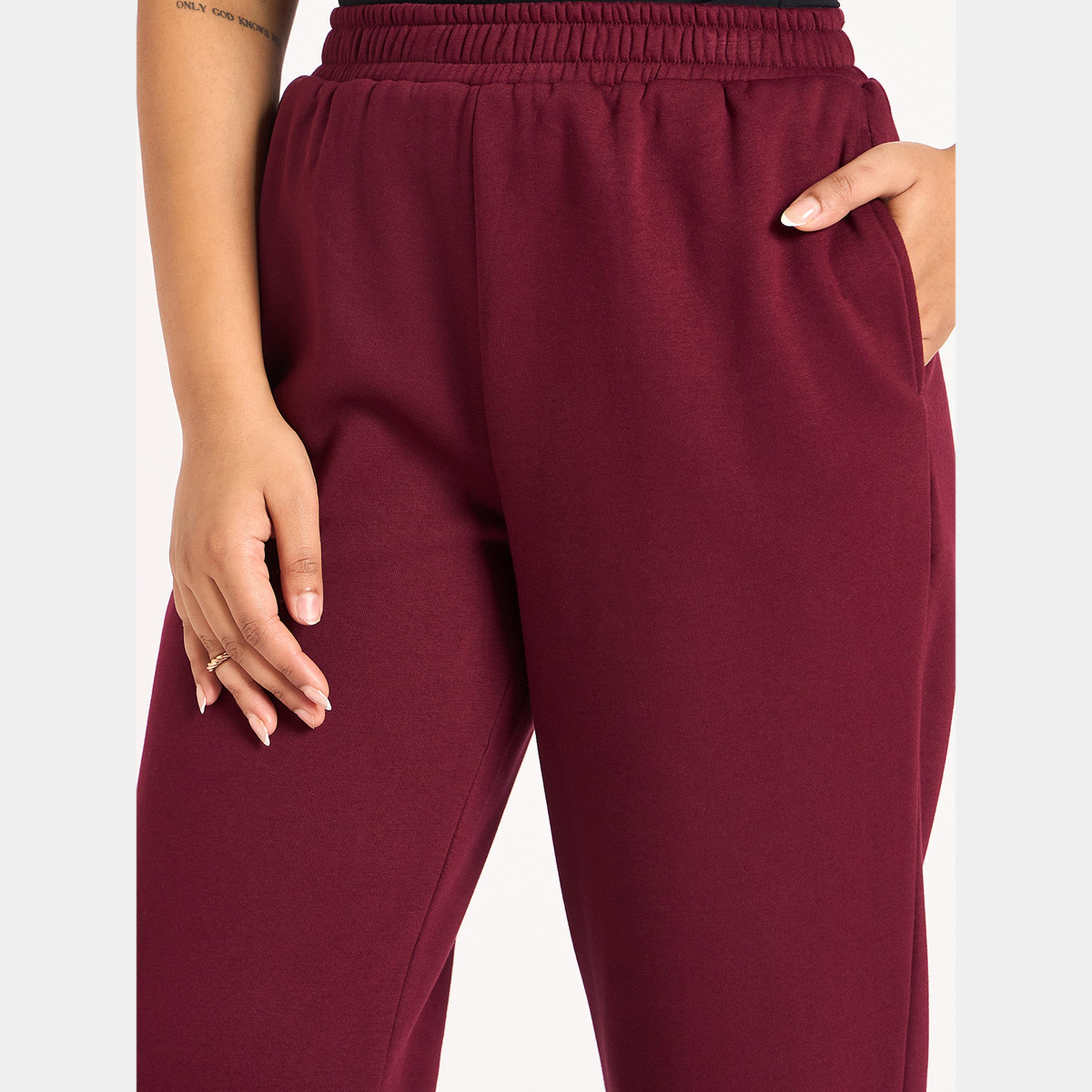 فيميلا - بنطال رياضي صوف بقصة مستقيمة لون برغندي-women-clothing-bottoms-joggers-image-3