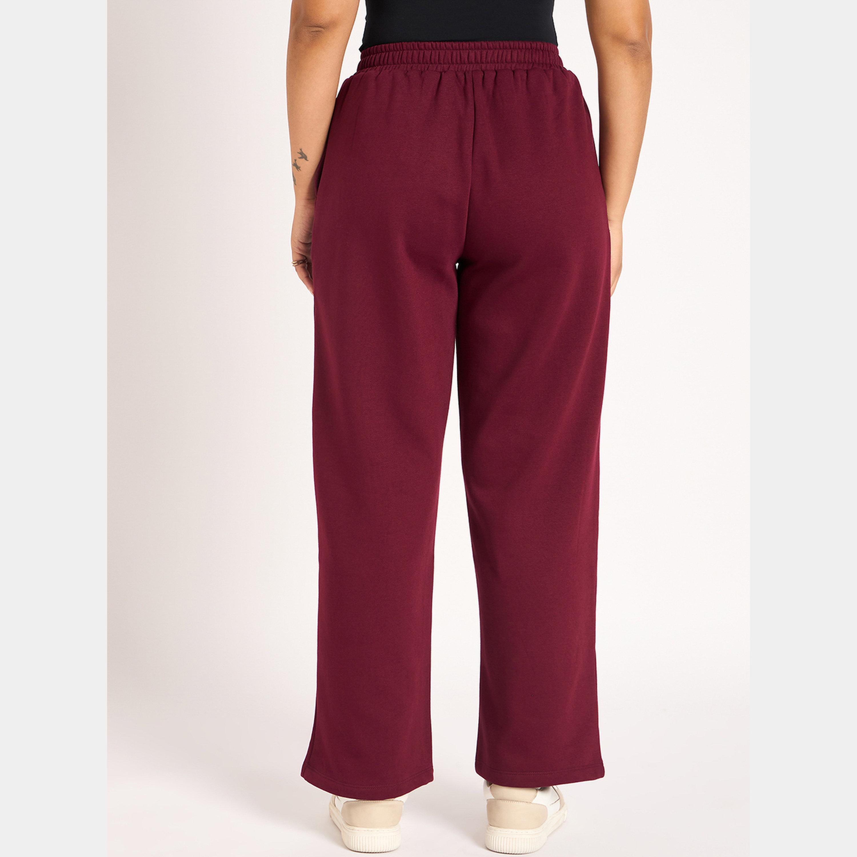 فيميلا - بنطال رياضي صوف بقصة مستقيمة لون برغندي-women-clothing-bottoms-joggers-image-4