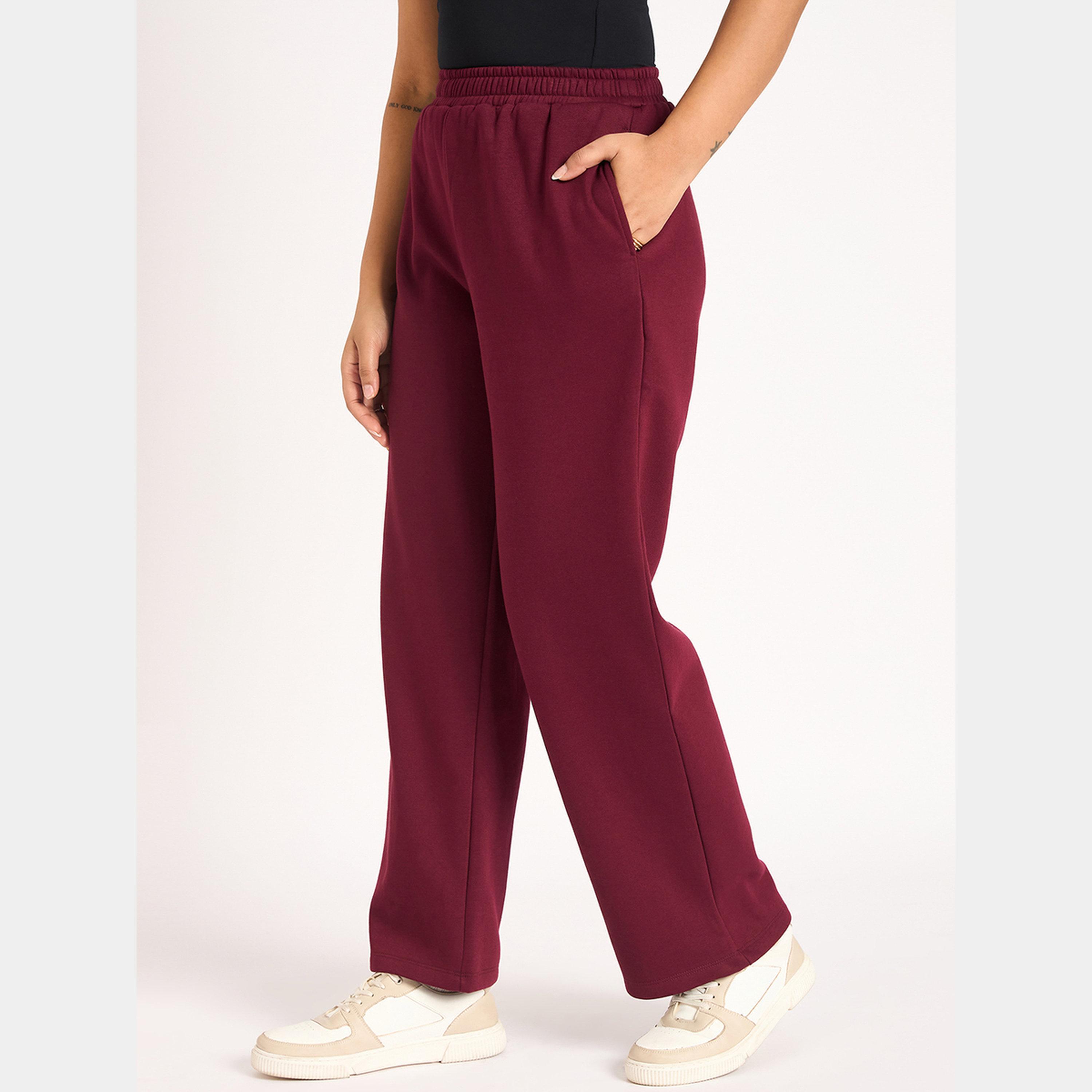 فيميلا - بنطال رياضي صوف بقصة مستقيمة لون برغندي-women-clothing-bottoms-joggers-image-5