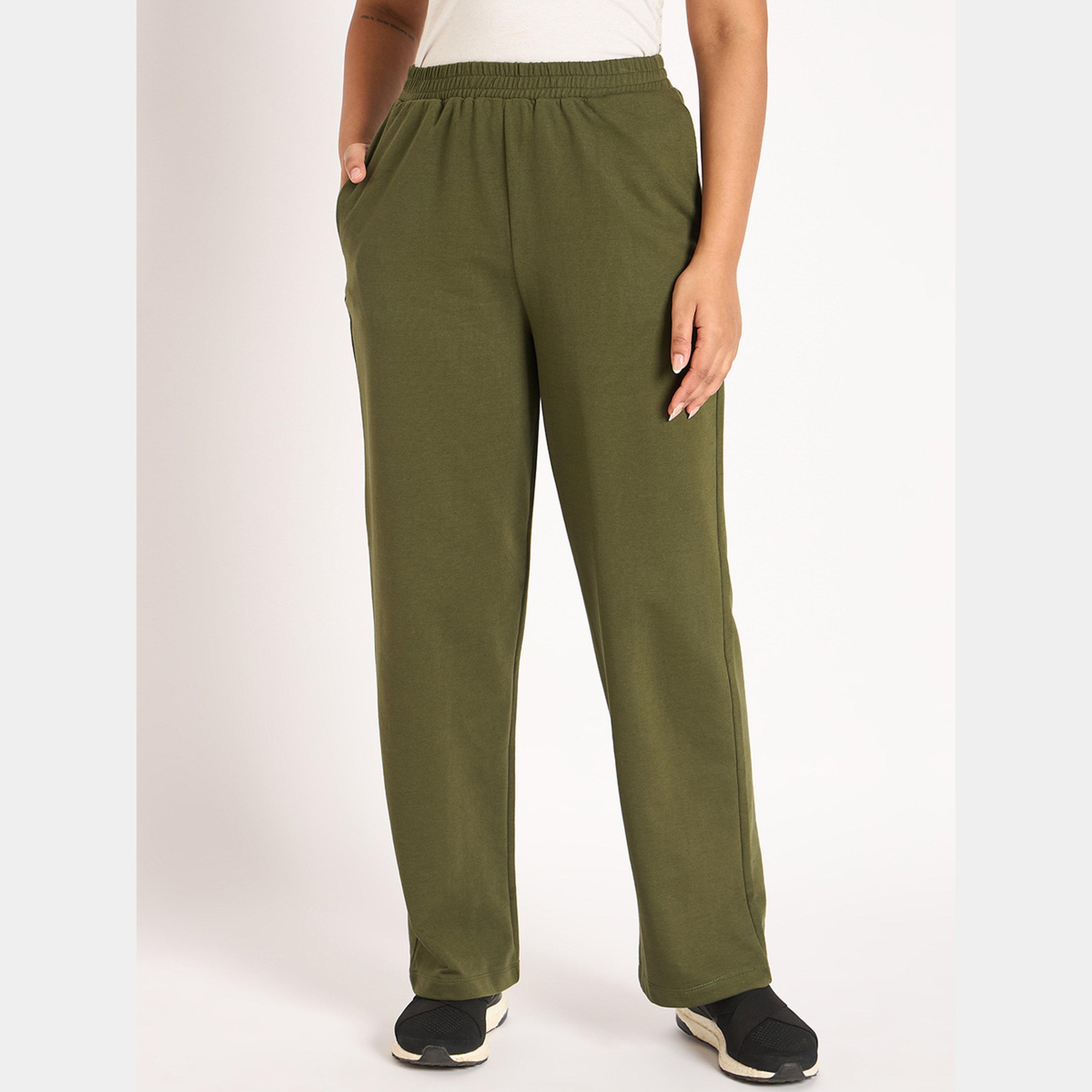 Femmella Olive Straight Fit Terry Joggers-women-clothing-bottoms-joggers-image-1