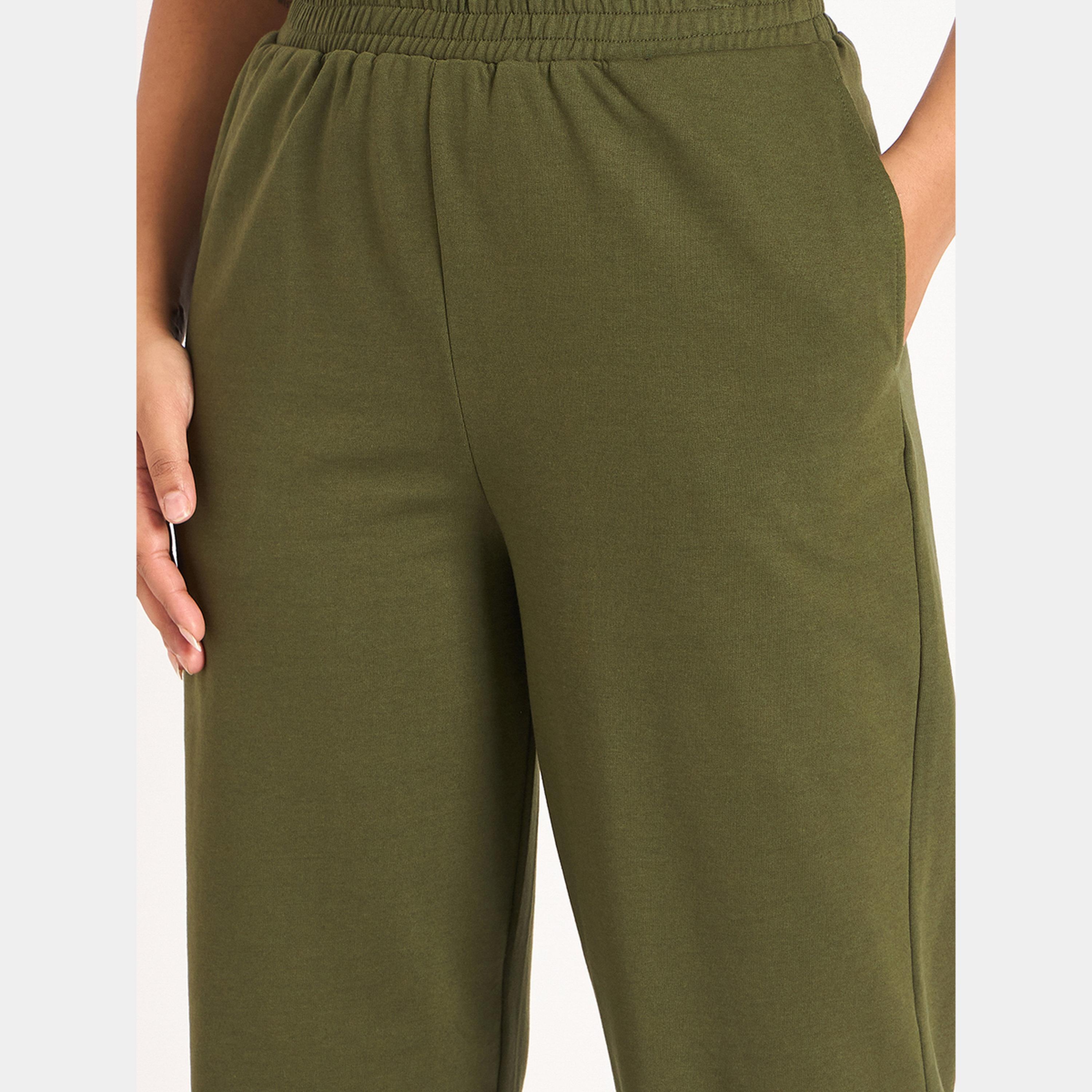 Femmella Olive Straight Fit Terry Joggers-women-clothing-bottoms-joggers-image-3