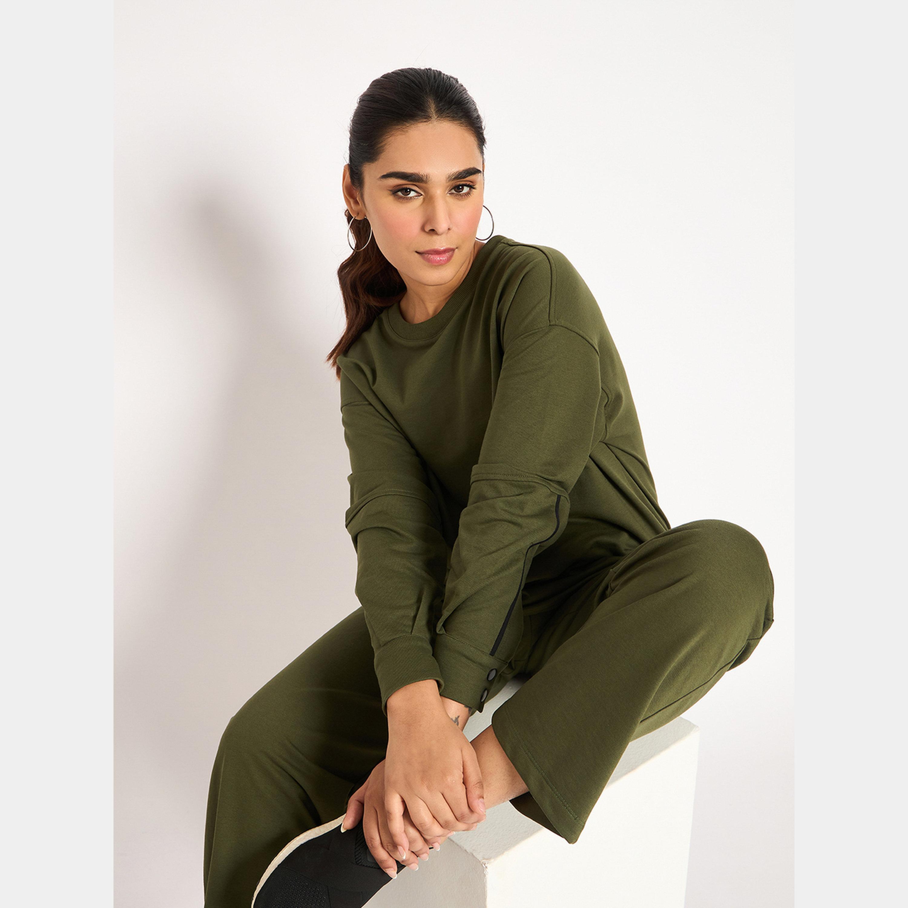 فيميلا - بنطال رياضي تيري مستقيم لون زيتوني-women-clothing-bottoms-joggers-image-6