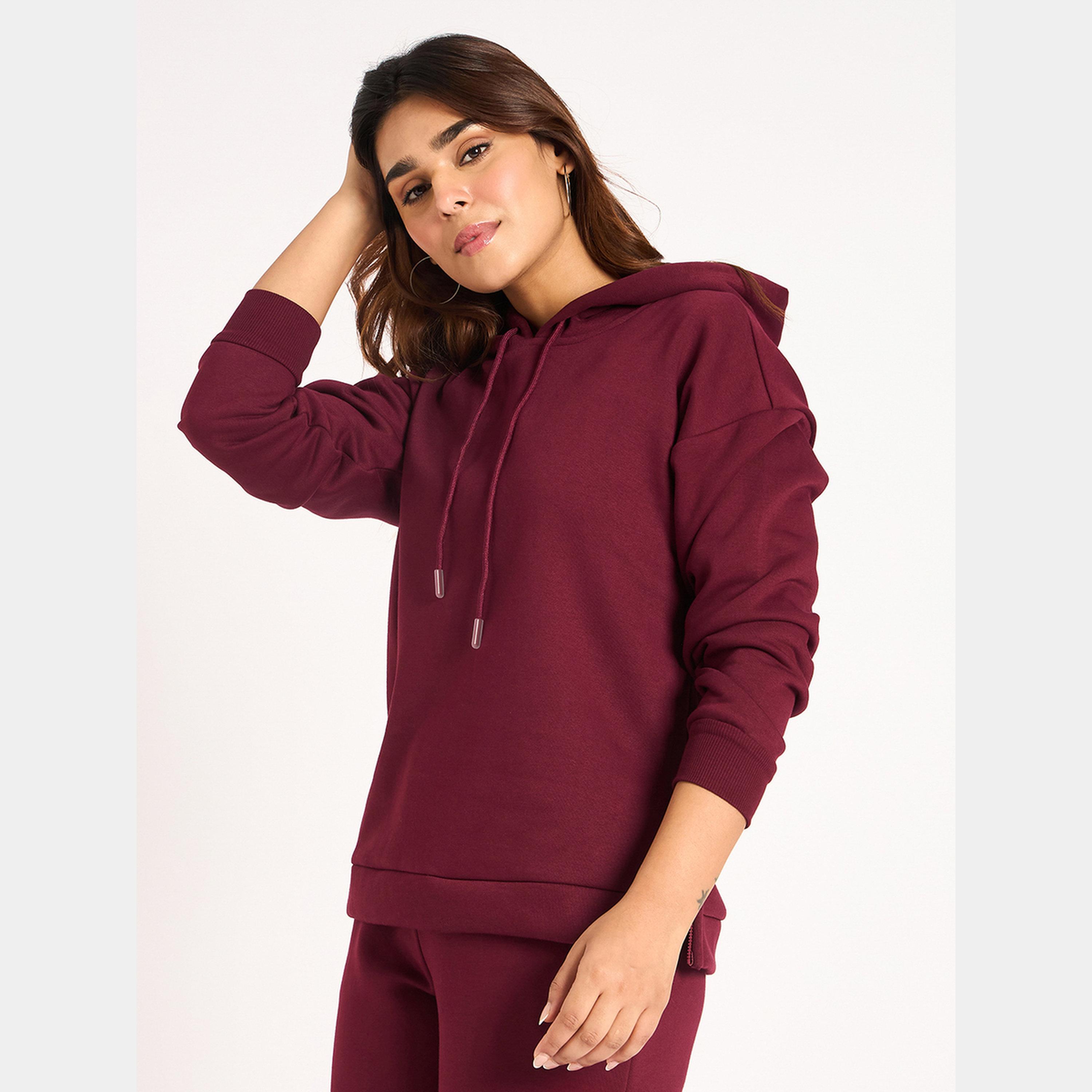 فيميلا - هودي نسائي صوف بغطاء للرأس وياقة وأكمام طويلة وسحاب جانبي-women-clothing-hoodiesandsweatshirts-hoodies-image-2