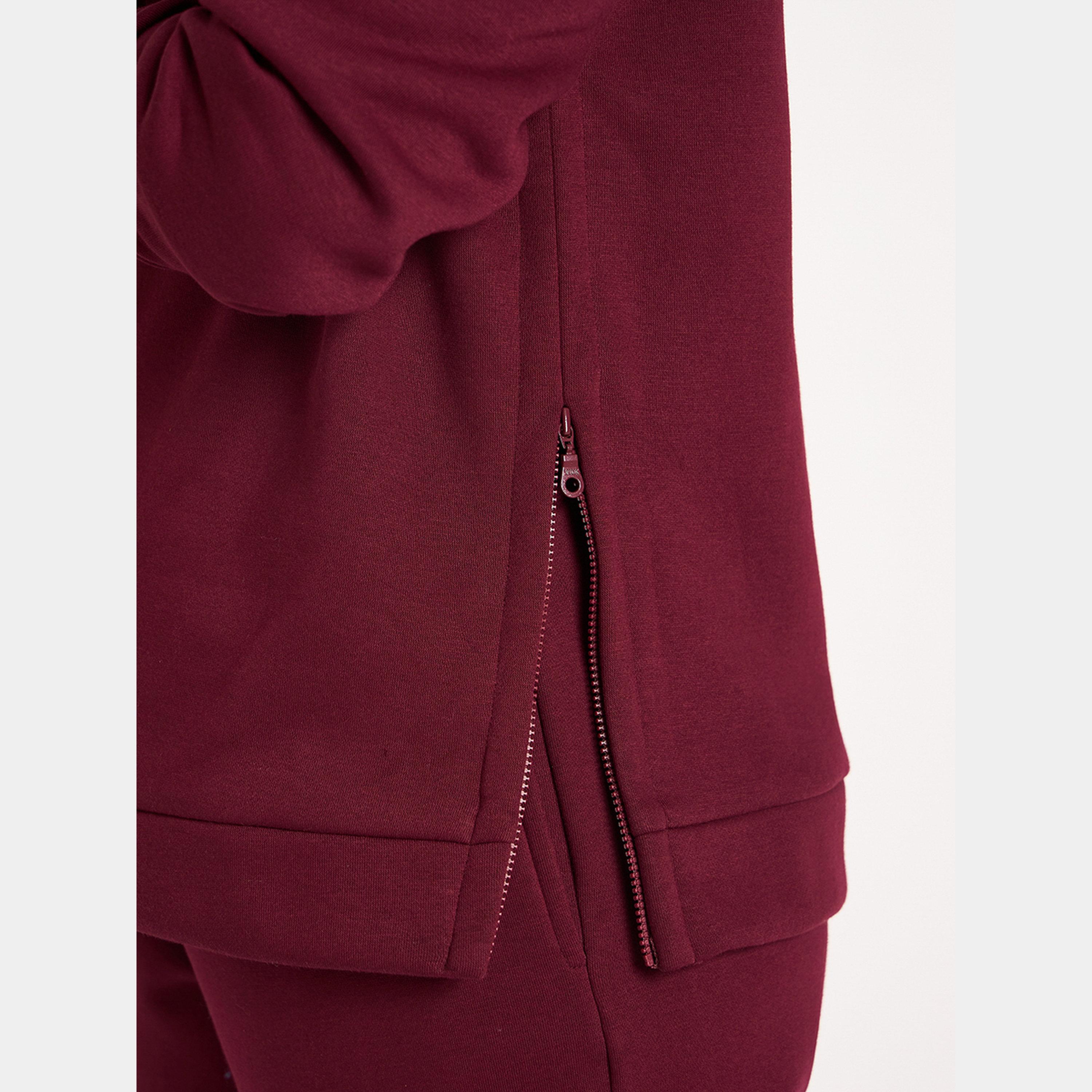 Femmella Burgundy Side Zip Detail Fleece Hoodie-women-clothing-hoodiesandsweatshirts-hoodies-image-4
