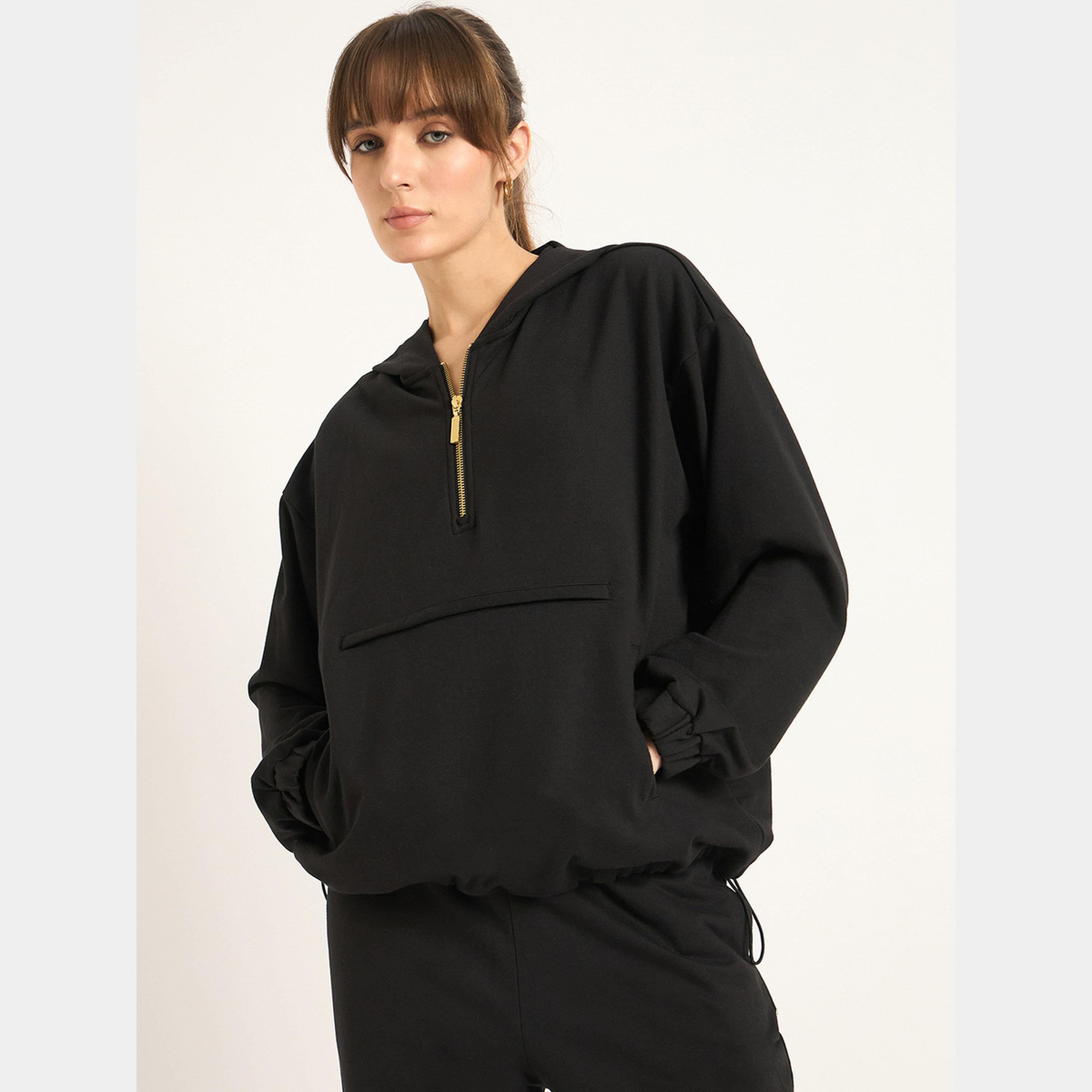 فيميلا - هودي تيري سادة بأكمام طويلة ورقبة بغطاء للرأس للنساء-women-clothing-hoodiesandsweatshirts-hoodies-image-1