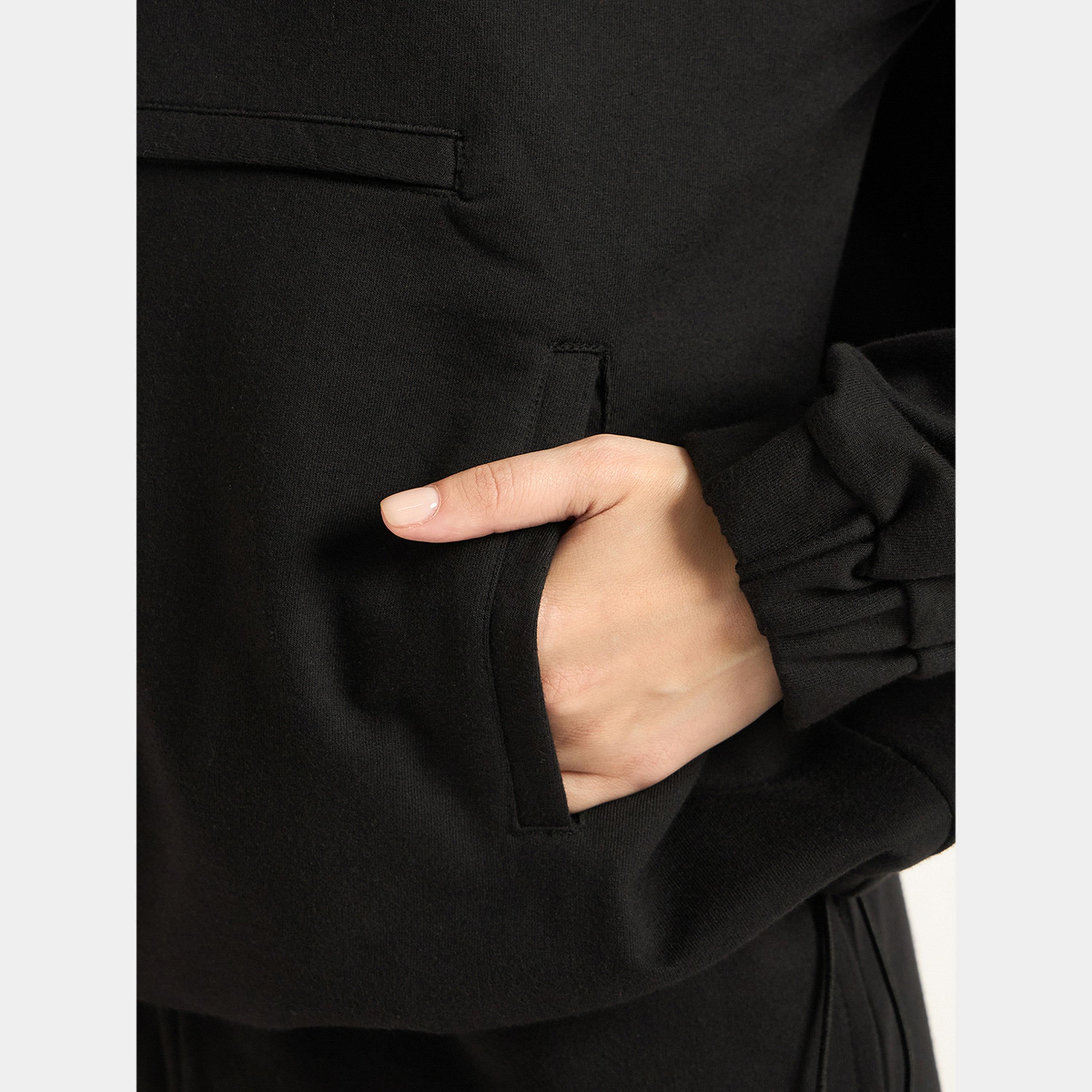 Femmella Black Half Zip Up Terry Hoodie-women-clothing-hoodiesandsweatshirts-hoodies-image-5