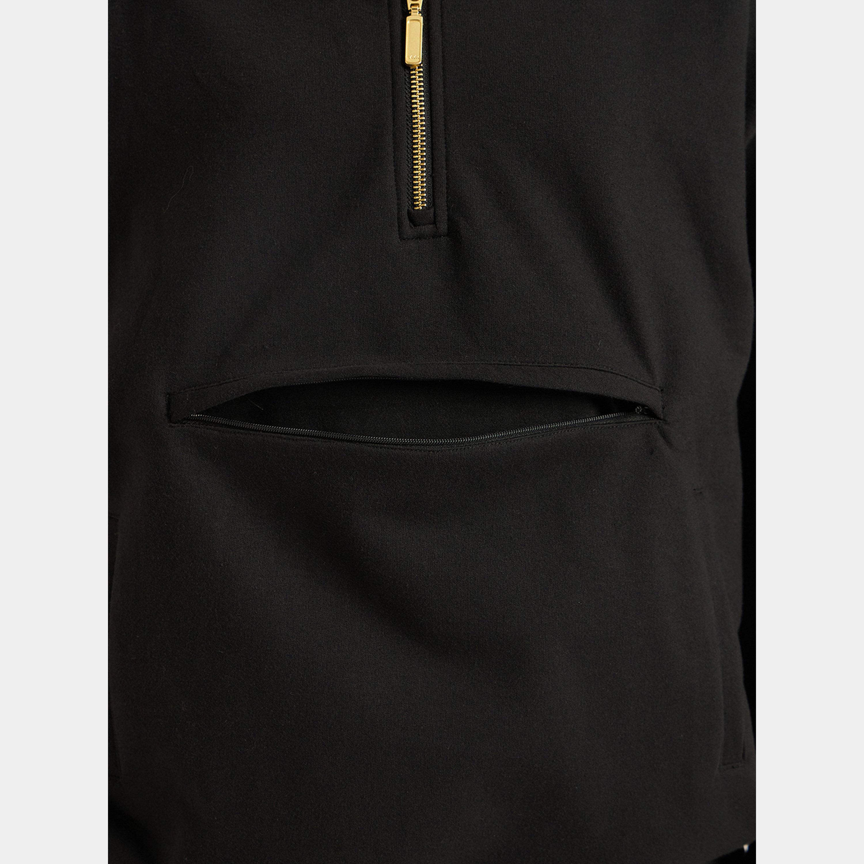 Femmella Black Half Zip Up Terry Hoodie-women-clothing-hoodiesandsweatshirts-hoodies-image-6