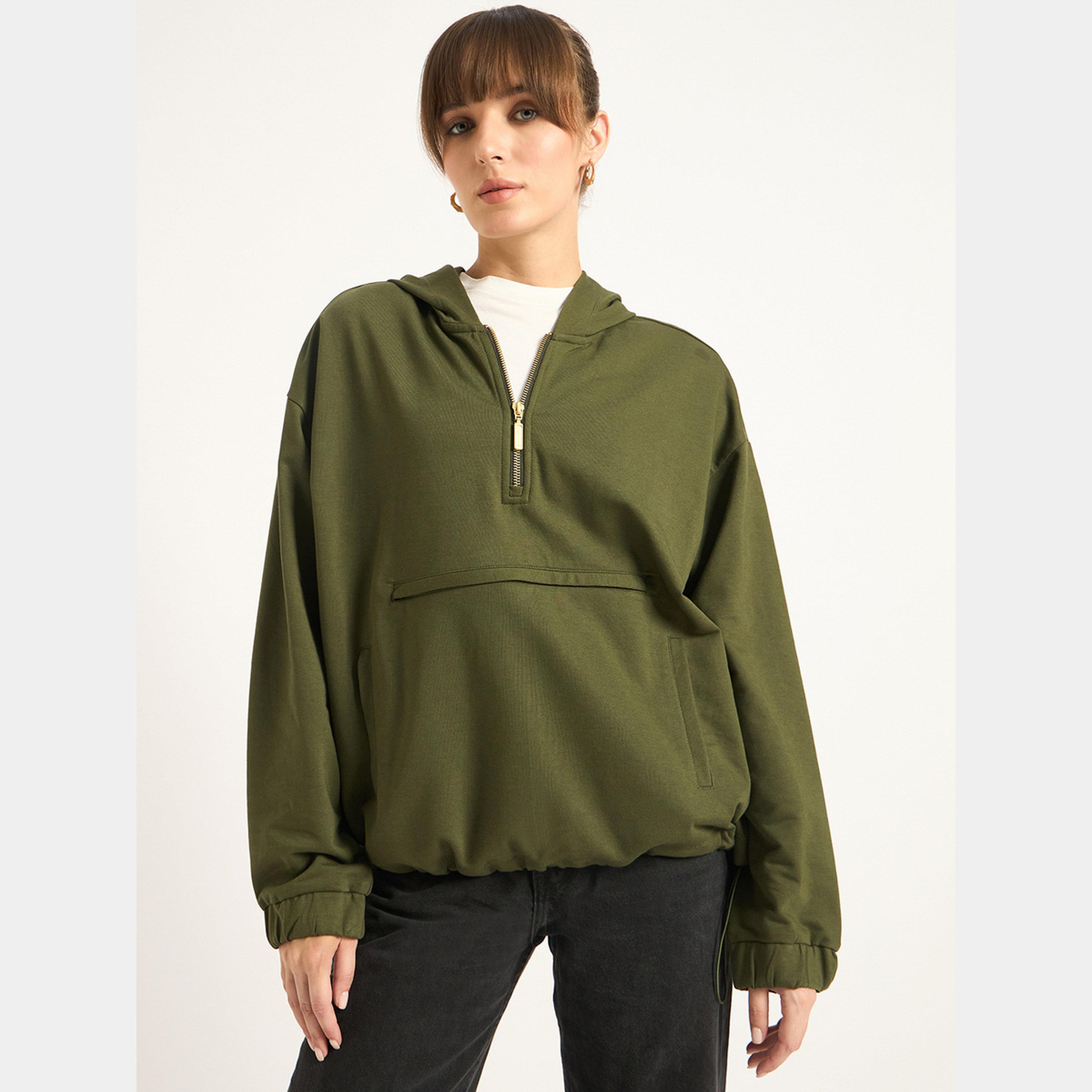 فيميلا - هودي تيري سادة بأكمام طويلة ورقبة بغطاء للرأس للنساء-women-clothing-hoodiesandsweatshirts-hoodies-image-1