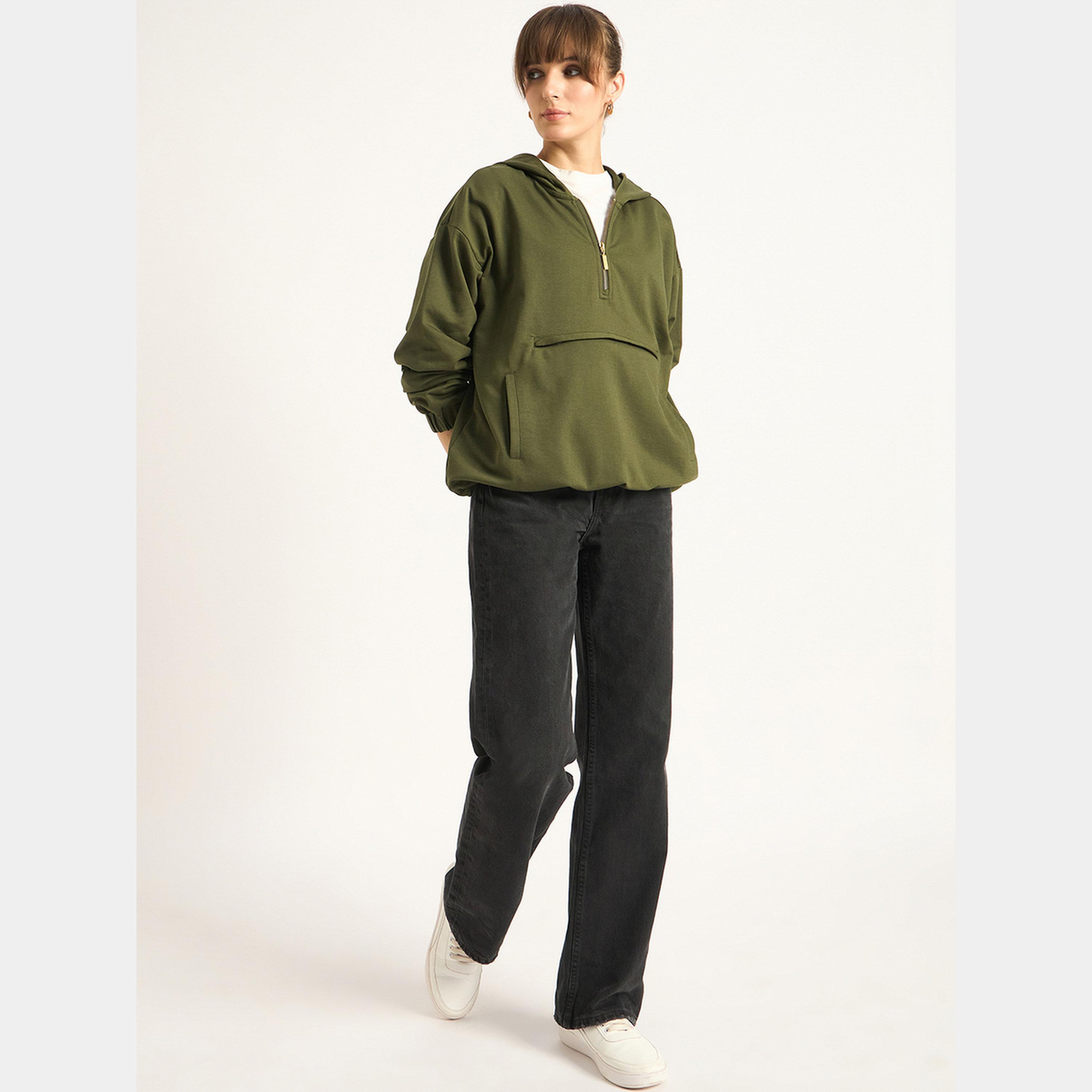 فيميلا - هودي تيري سادة بأكمام طويلة ورقبة بغطاء للرأس للنساء-women-clothing-hoodiesandsweatshirts-hoodies-image-2