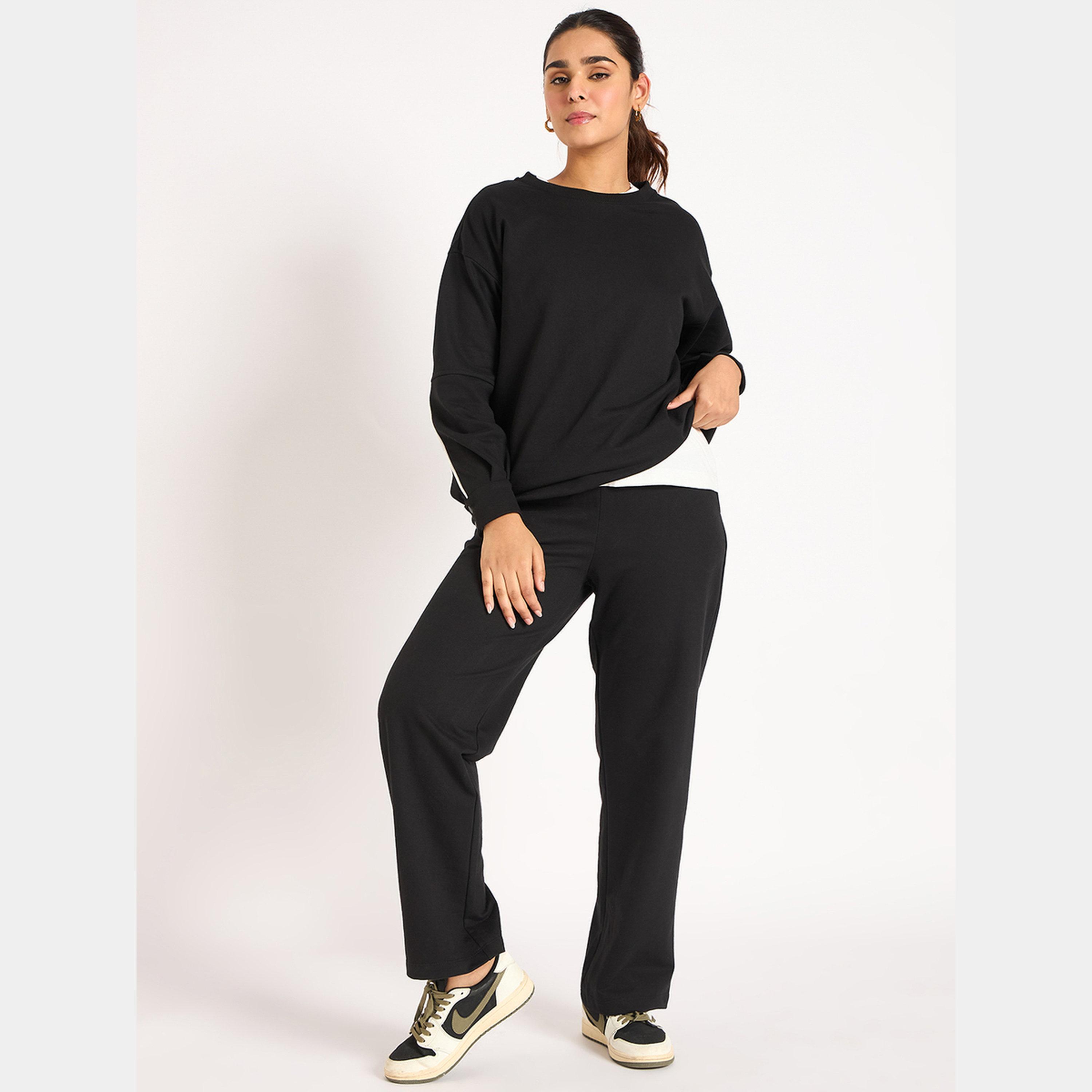 فيميلا - سويت شيرت تيري سادة بأكمام طويلة ورقبة دائرية للنساء-women-clothing-hoodiesandsweatshirts-sweatshirts-image-2