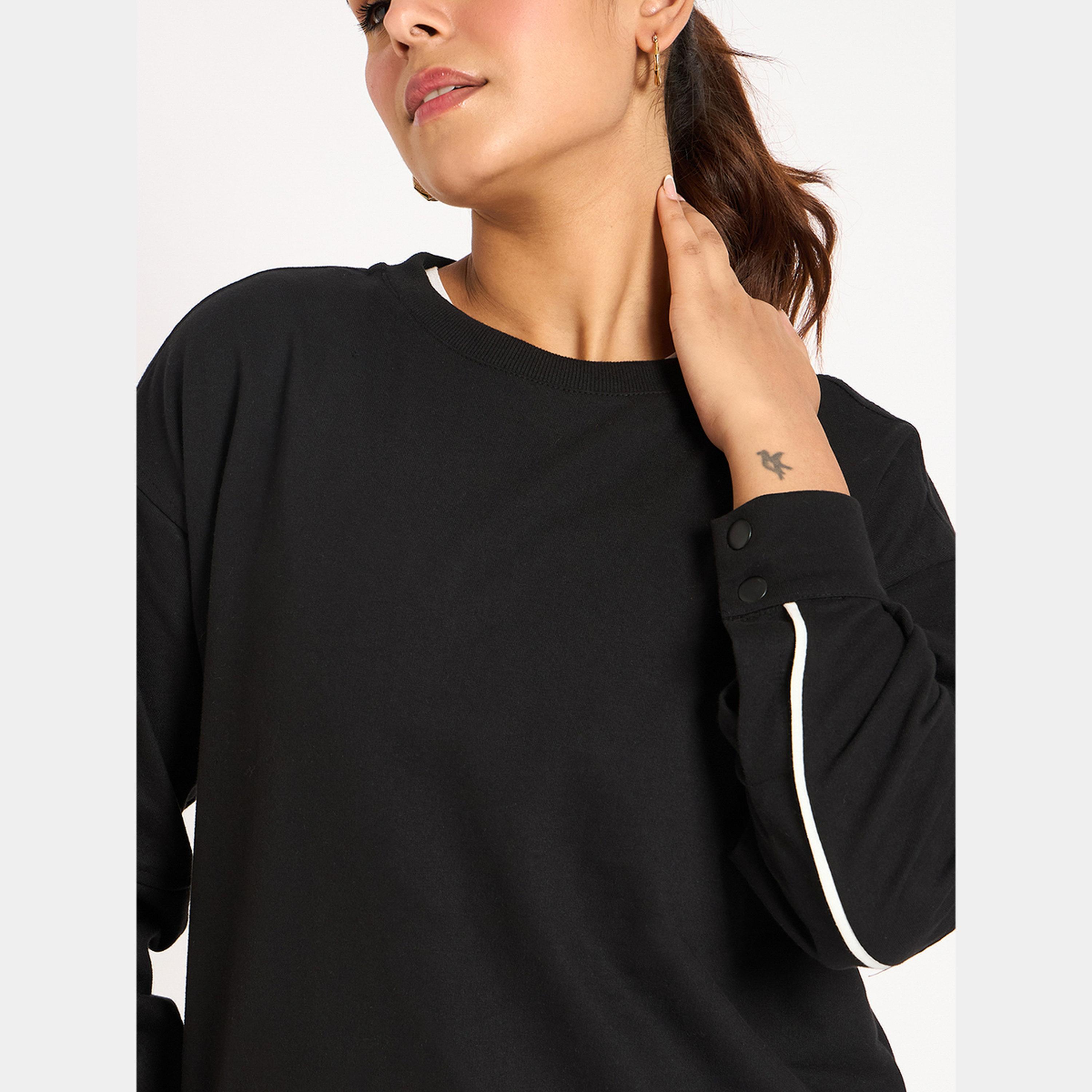 Femmella Black Piping Detail Terry Sweatshirt-women-clothing-hoodiesandsweatshirts-sweatshirts-image-3