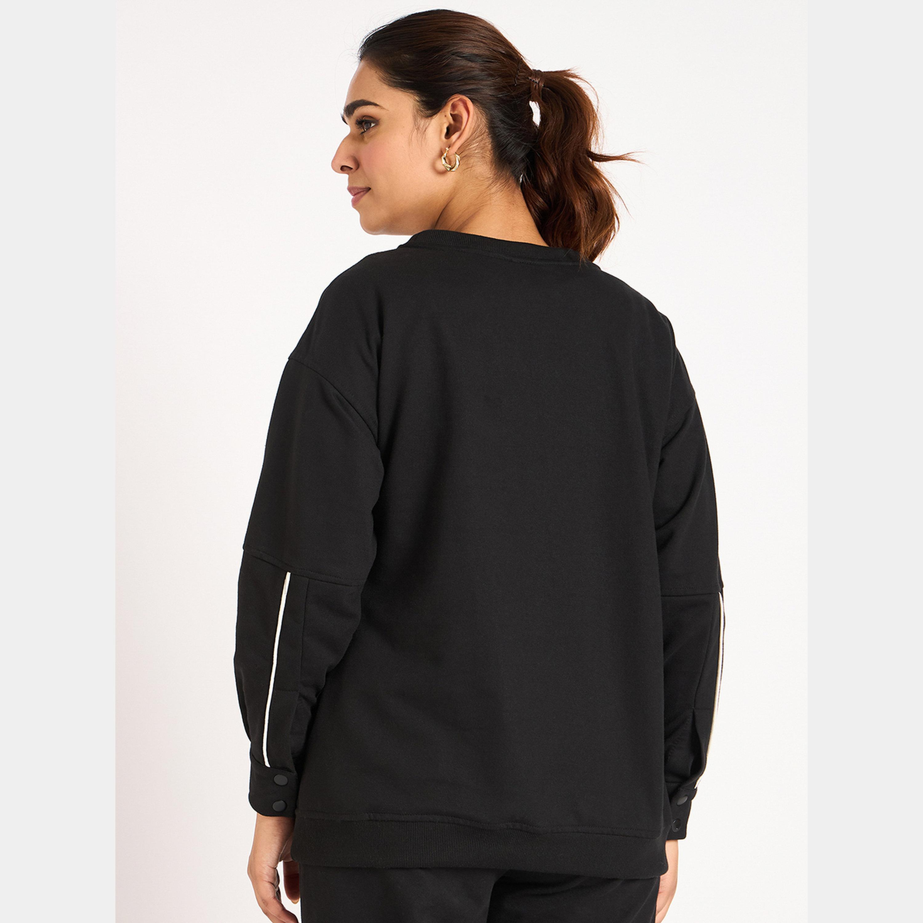 Femmella Black Piping Detail Terry Sweatshirt-women-clothing-hoodiesandsweatshirts-sweatshirts-image-5