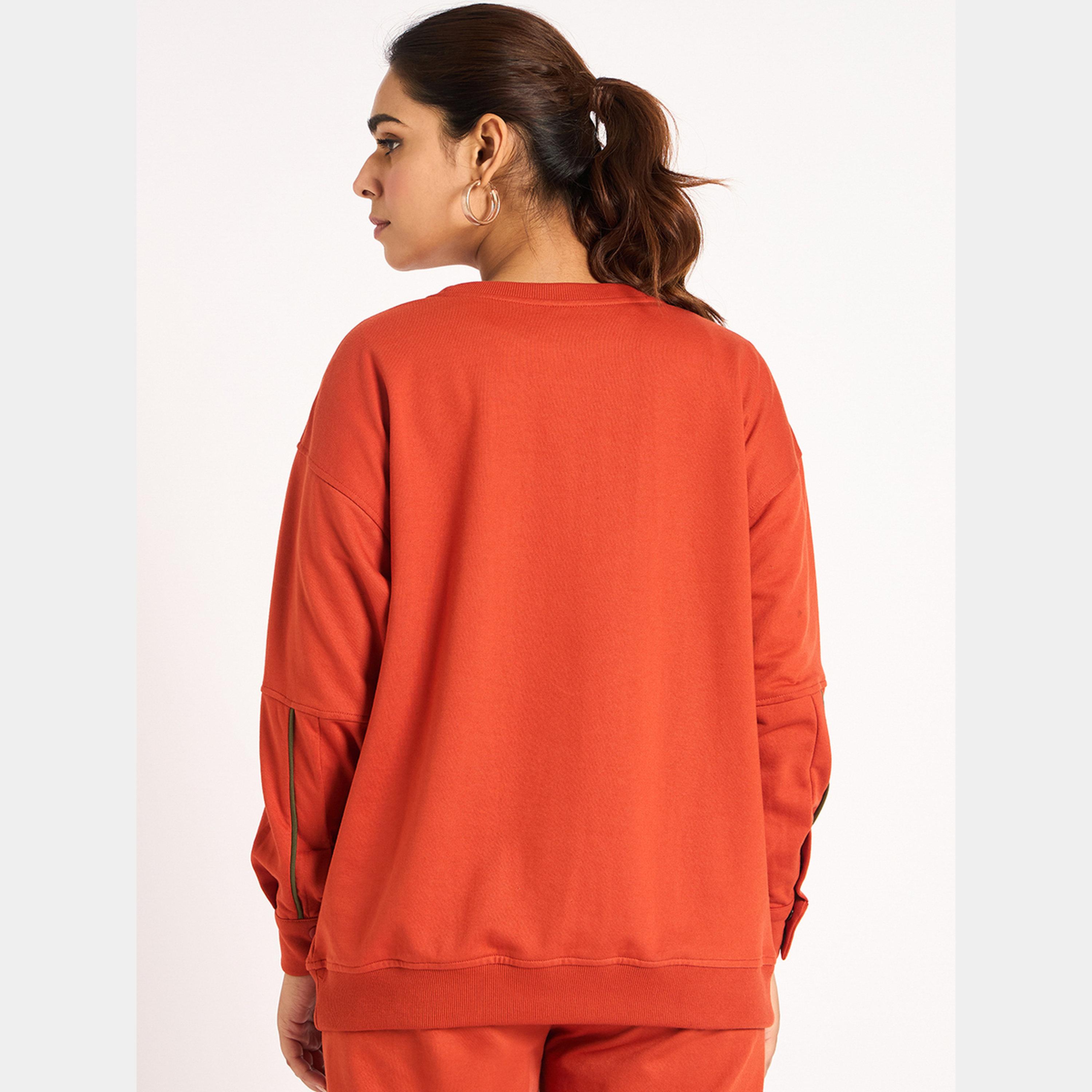 Femmella Rust Piping Detail Terry Sweatshirt-women-clothing-hoodiesandsweatshirts-sweatshirts-image-4