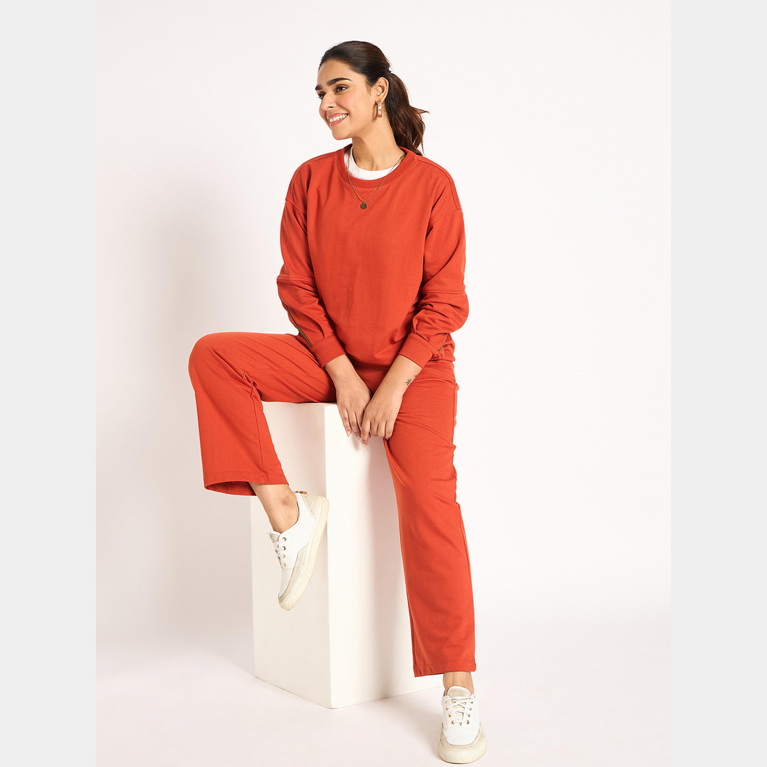Femmella Rust Piping Detail Terry Sweatshirt-women-clothing-hoodiesandsweatshirts-sweatshirts-image-6