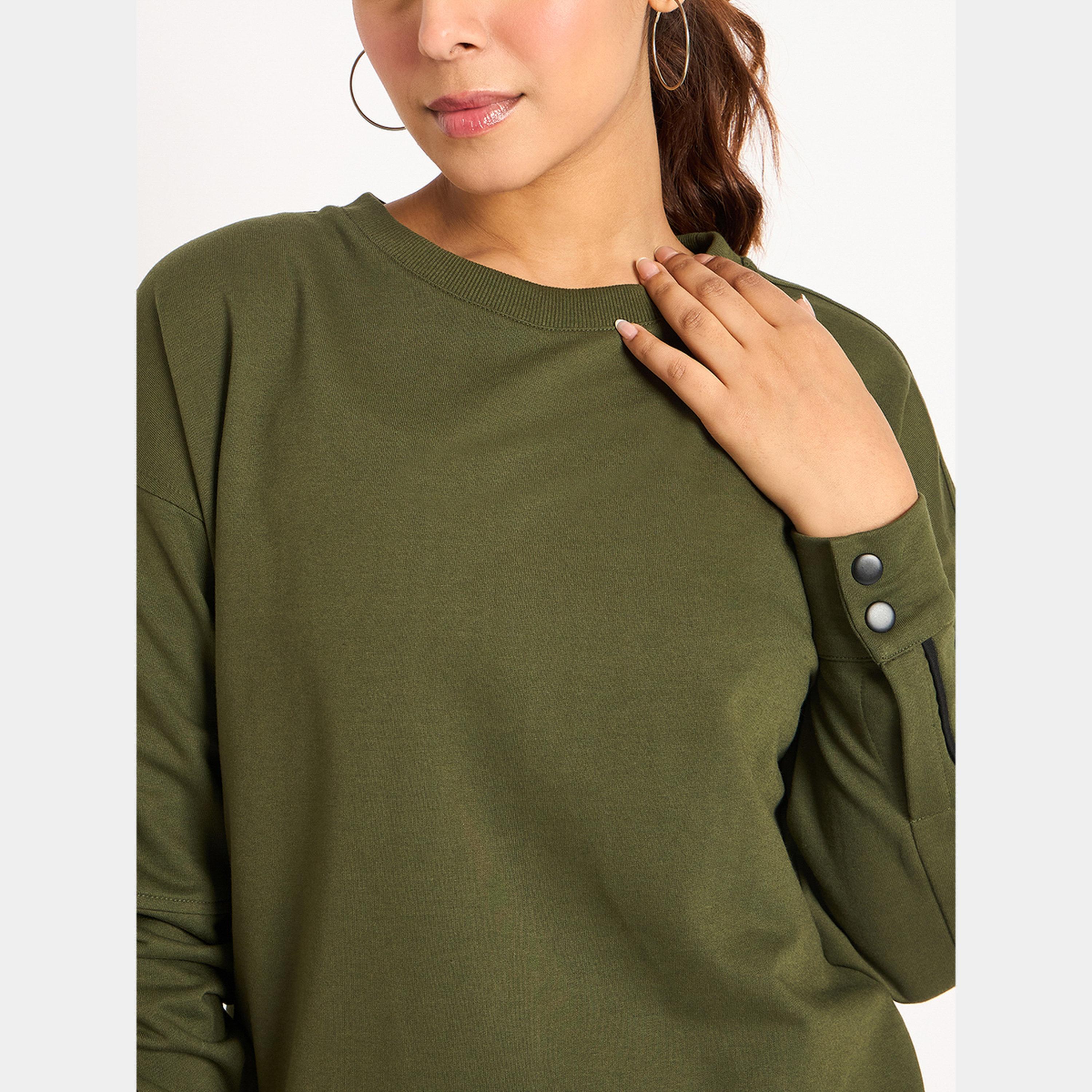 Femmella Olive Piping Detail Terry Sweatshirt-women-clothing-hoodiesandsweatshirts-sweatshirts-image-4