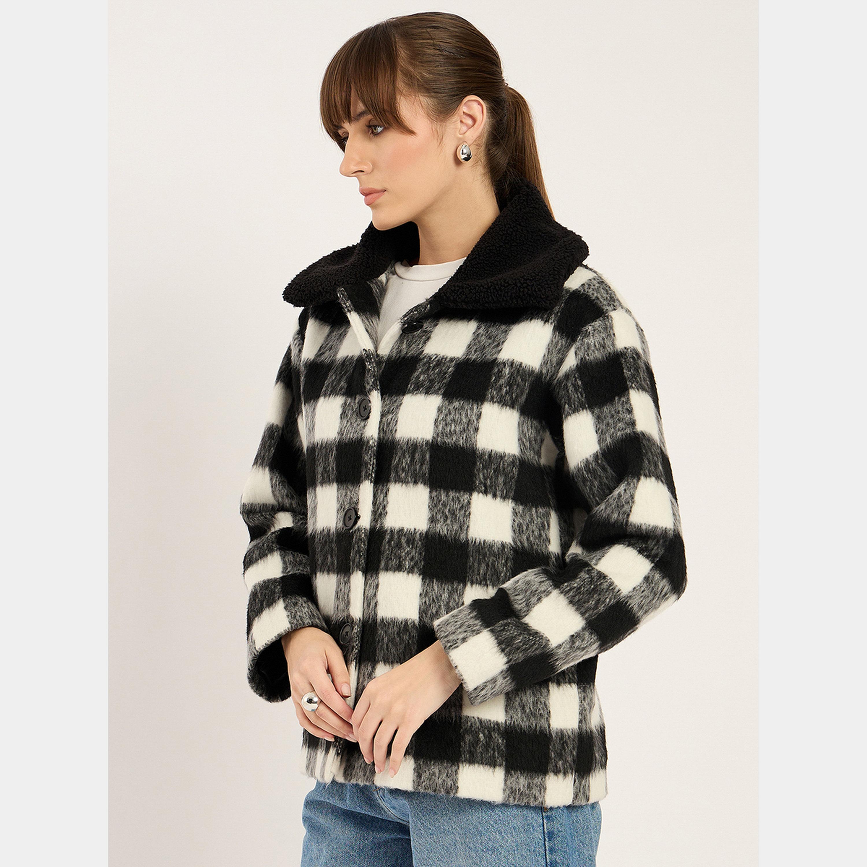 فيميلا - جاكيت نسائي بأزرار وياقة وأكمام طويلة ومربعات-women-winterwear-coatsandjackets-jackets-image-6