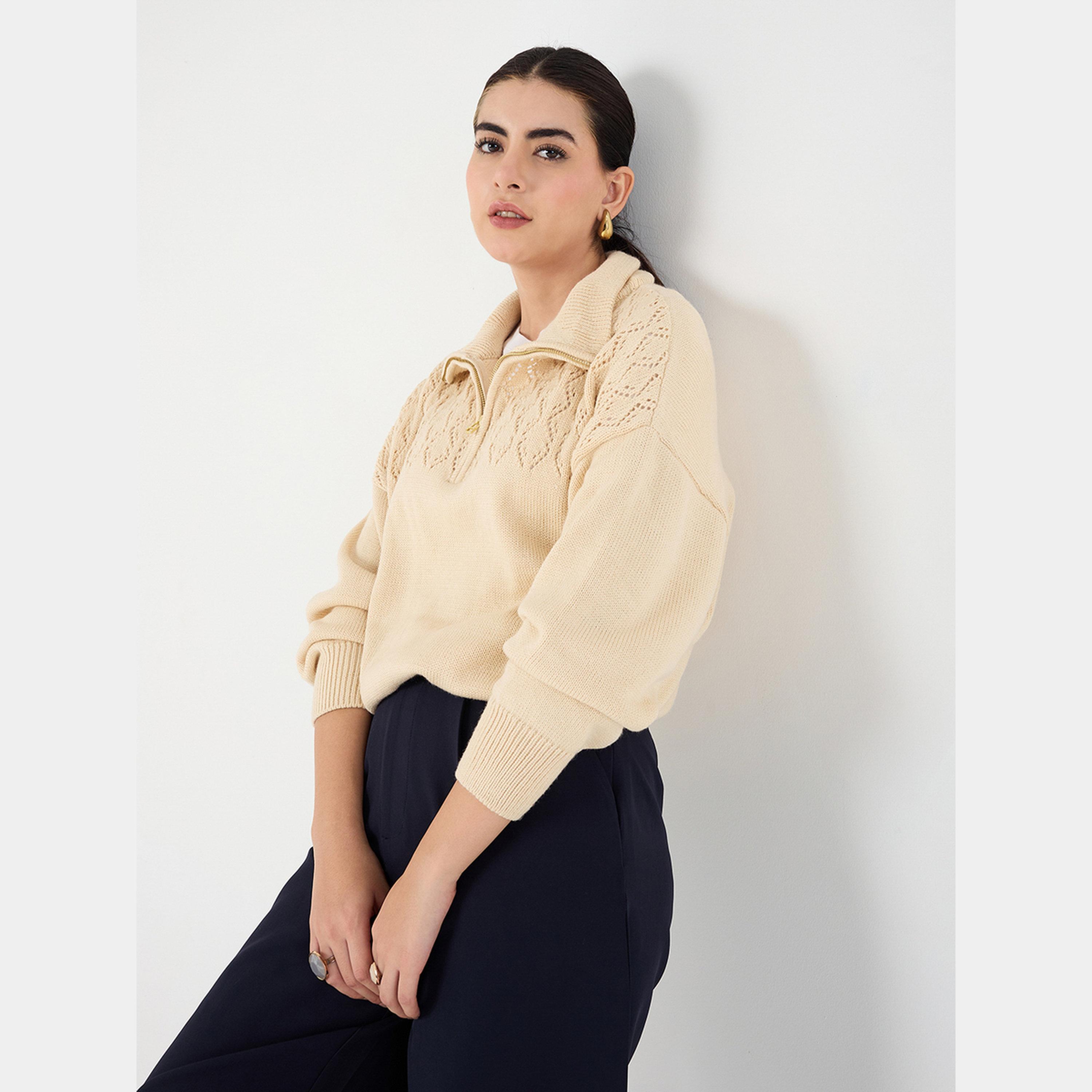 Femmella Beige Collared Half Pulle Sweater-women-clothing-cardigansandjumpers-jumpers-image-6
