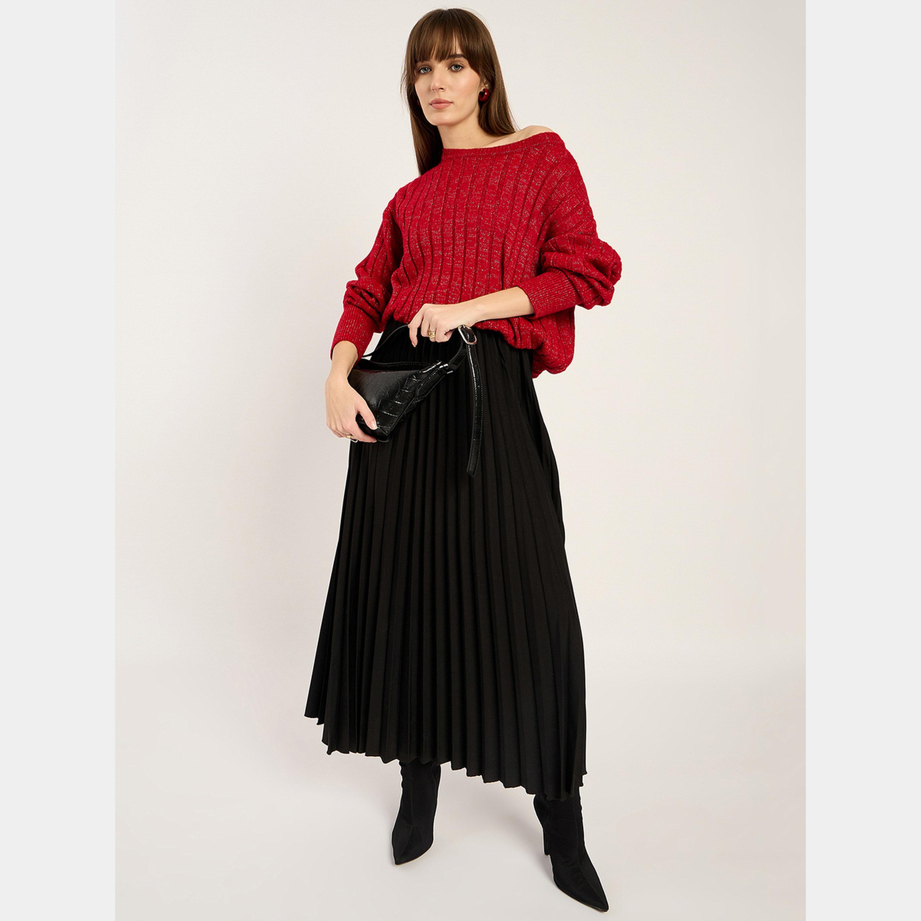 Femmella Red Lurex Knit Sweater-women-clothing-cardigansandjumpers-jumpers-image-2