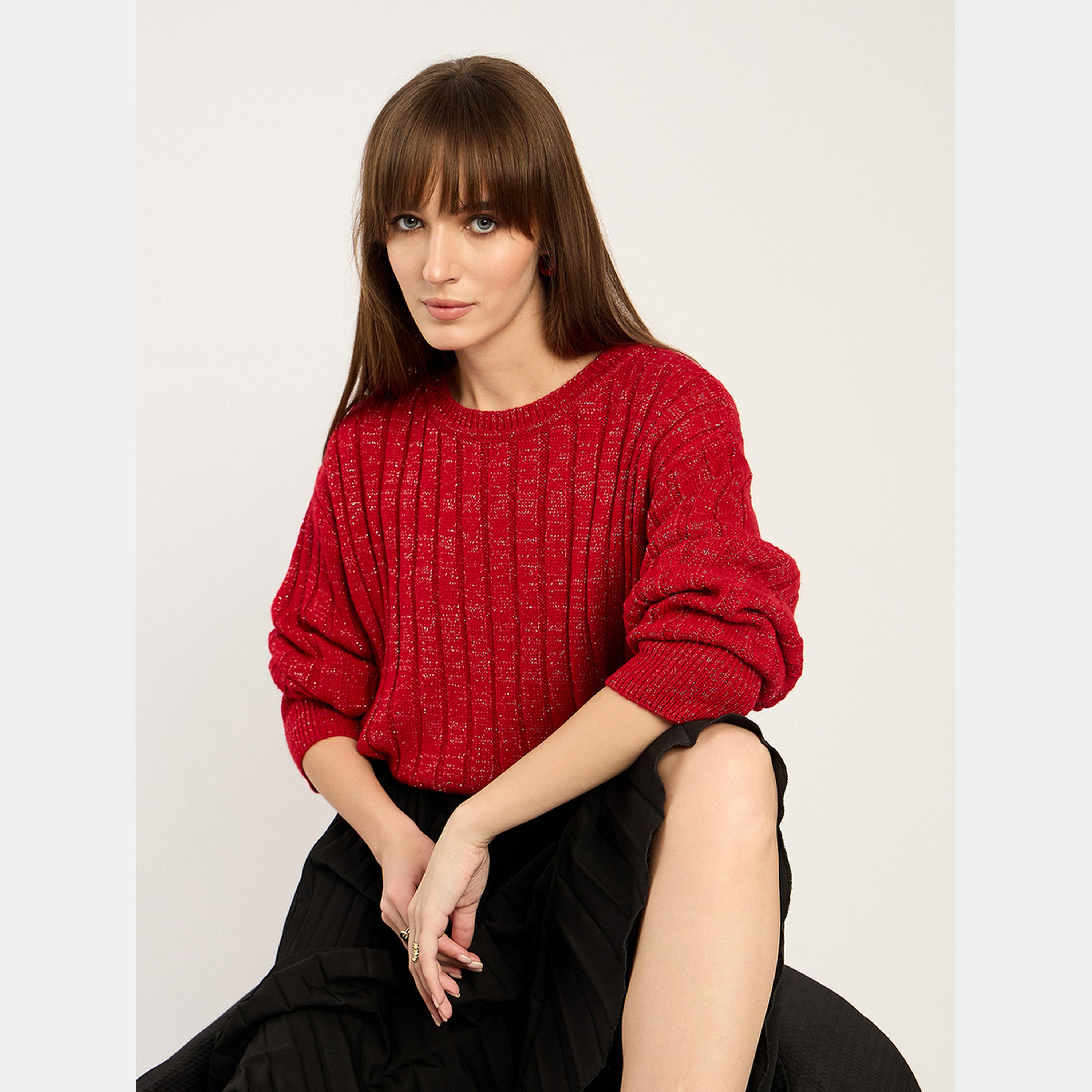 Femmella Red Lurex Knit Sweater-women-clothing-cardigansandjumpers-jumpers-image-4
