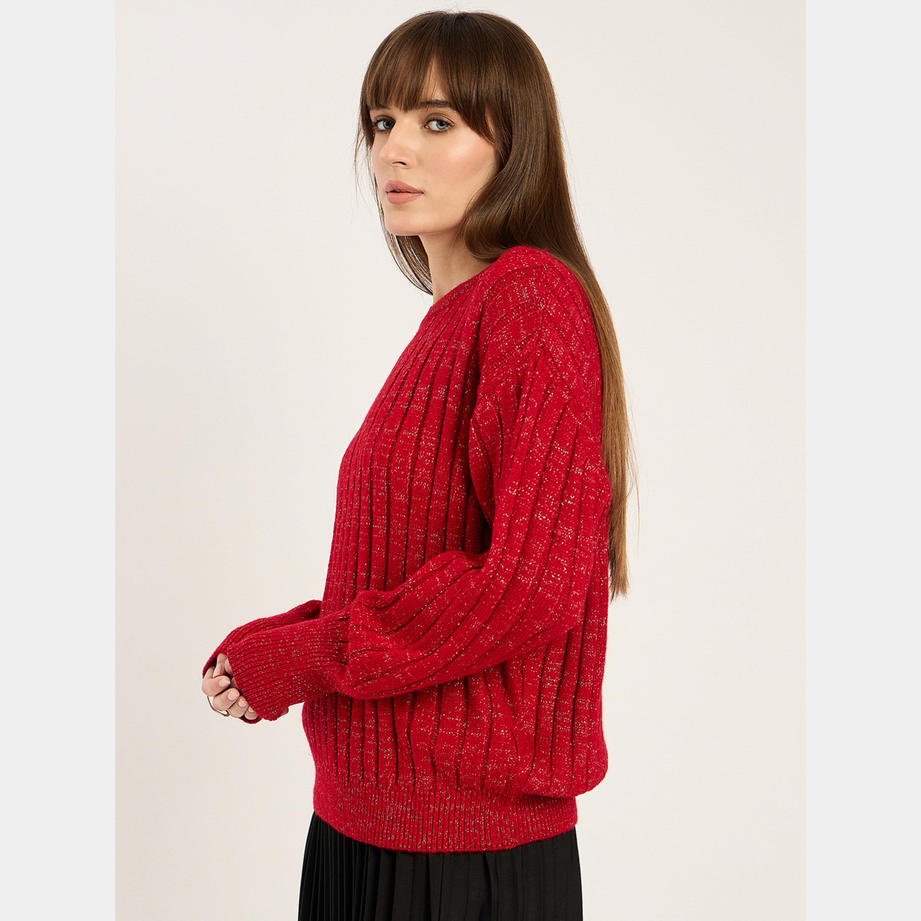 فيميلا - سترة نسائية حمراء محبوكة من لوركس، بأكمام طويلة، وياقة دائرية-women-clothing-cardigansandjumpers-jumpers-image-5