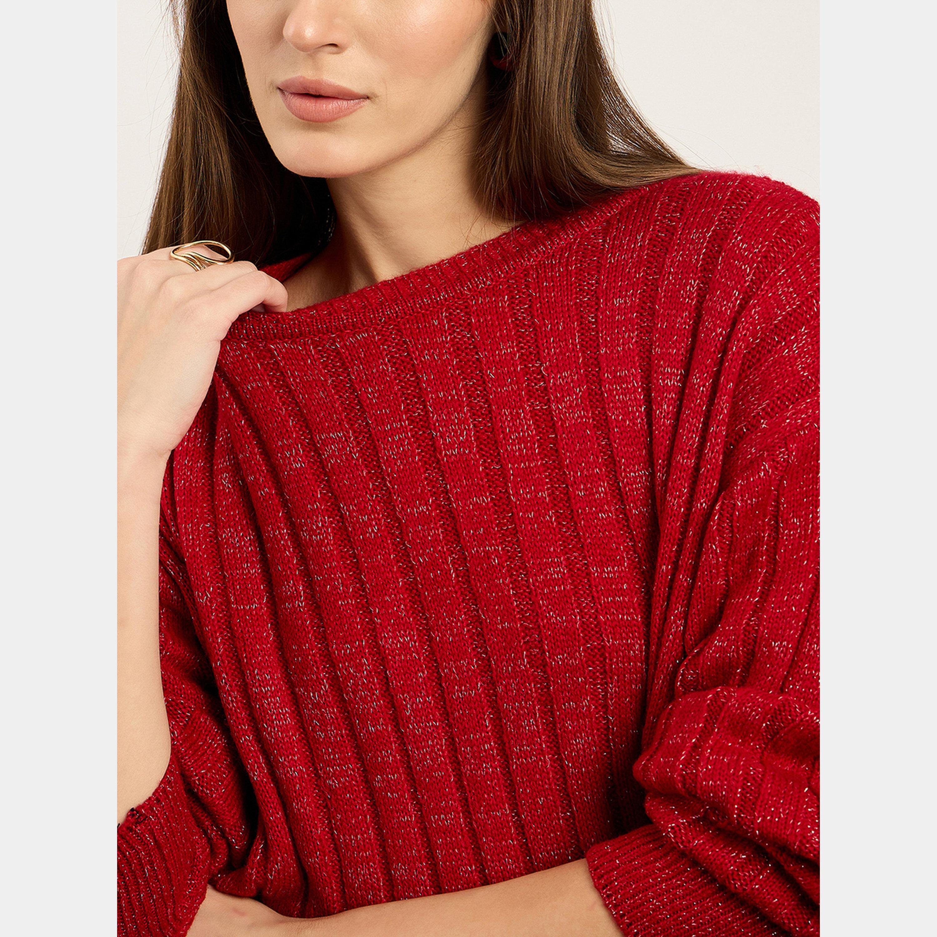 فيميلا - سترة نسائية حمراء محبوكة من لوركس، بأكمام طويلة، وياقة دائرية-women-clothing-cardigansandjumpers-jumpers-image-6
