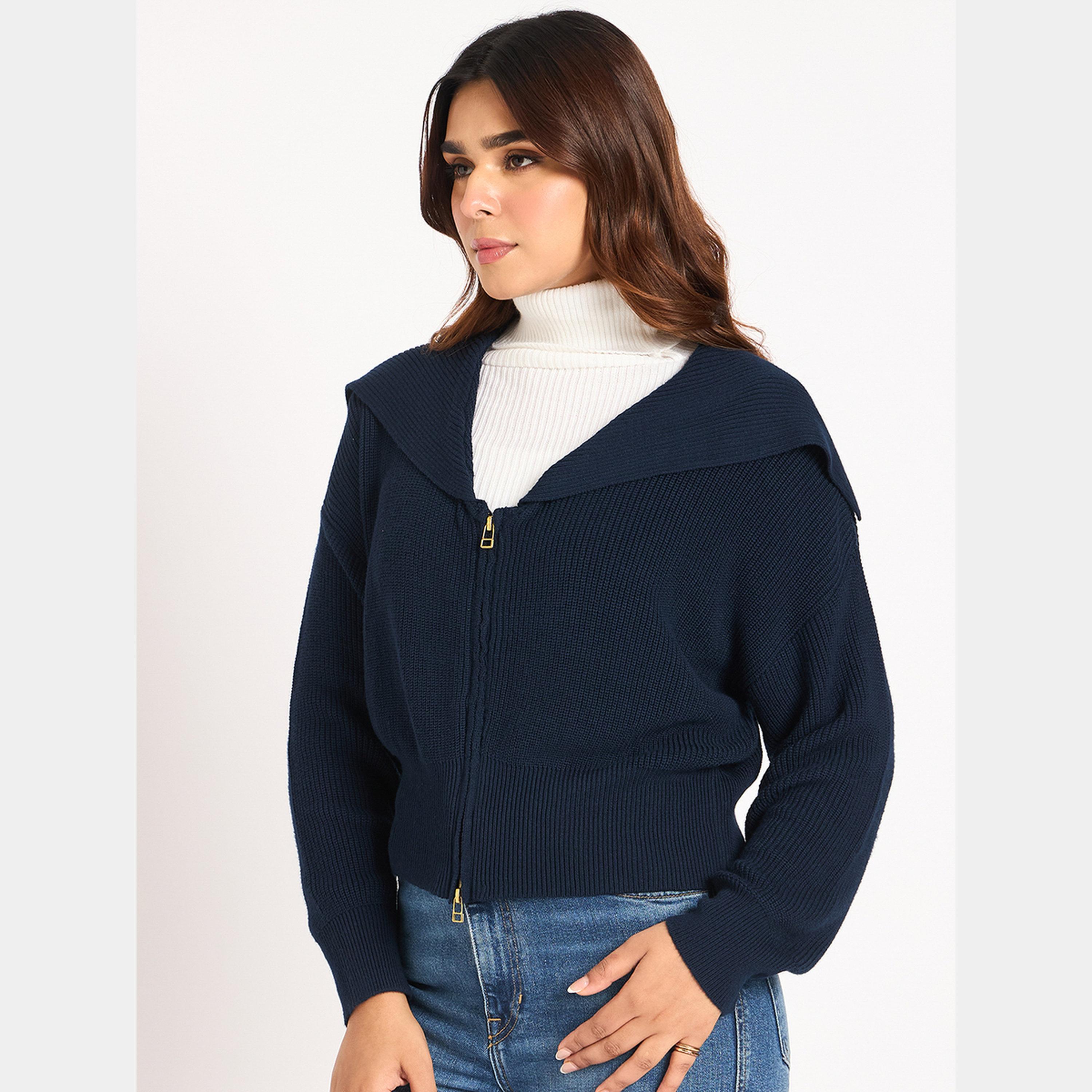 Femmella Blue Crop Zip-Up Jacket-women-clothing-cardigansandjumpers-cardigans-image-6
