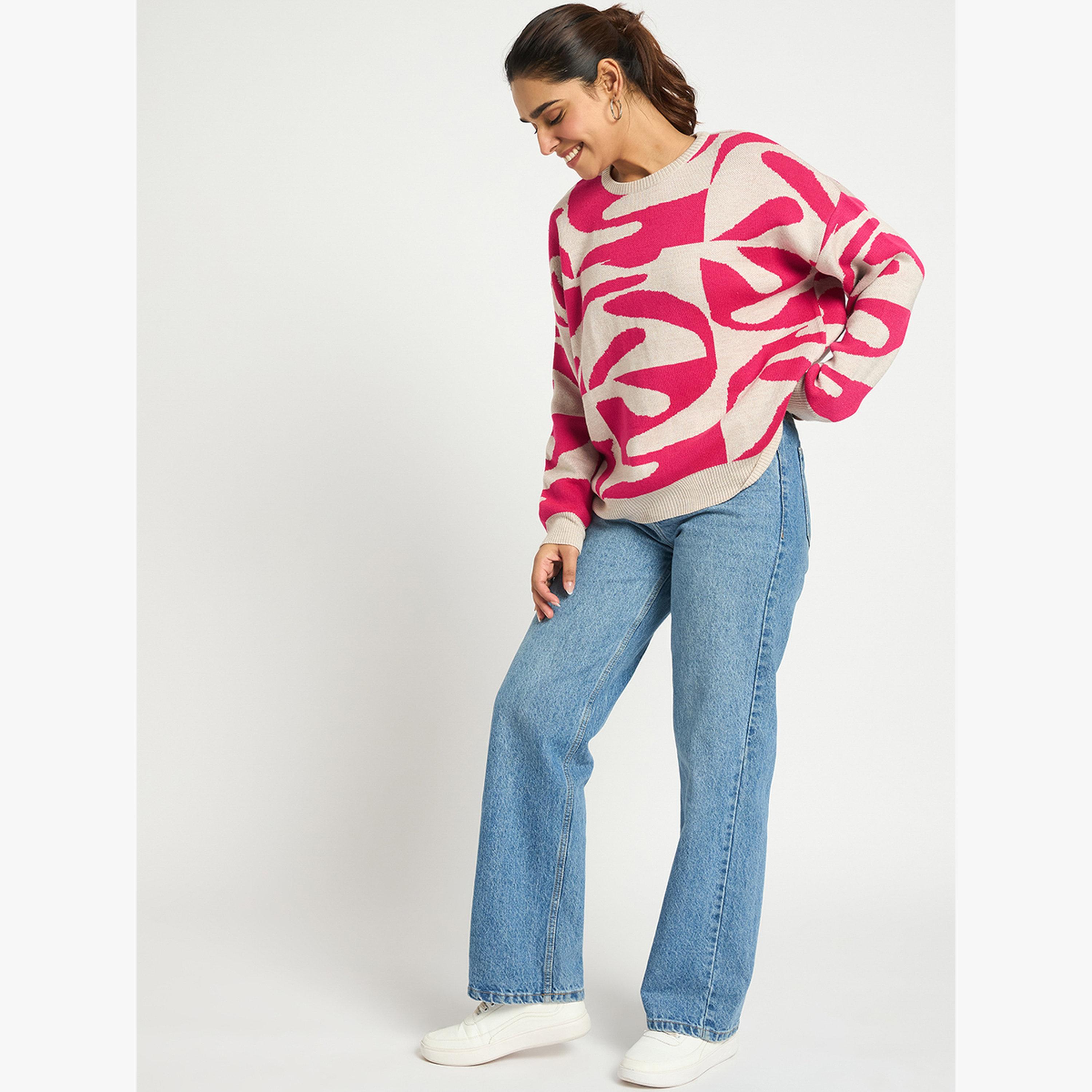 Femmella Women Abstract Print Knit Sweater-women-clothing-cardigansandjumpers-jumpers-image-2