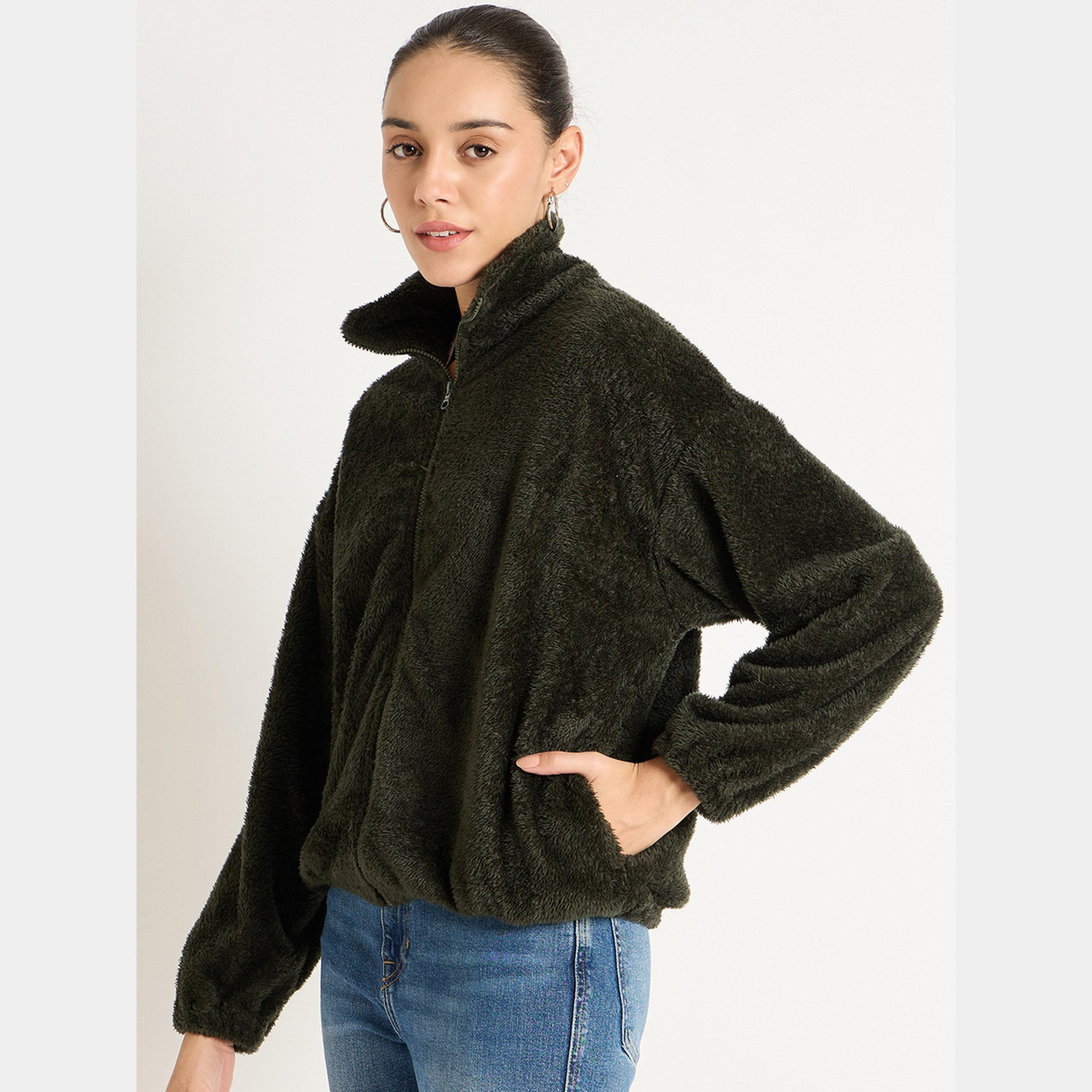 فيميلا - سترة نسائية صوف ناعم بأكمام طويلة وياقة عالية وسحاب كامل-women-winterwear-coatsandjackets-jackets-image-5