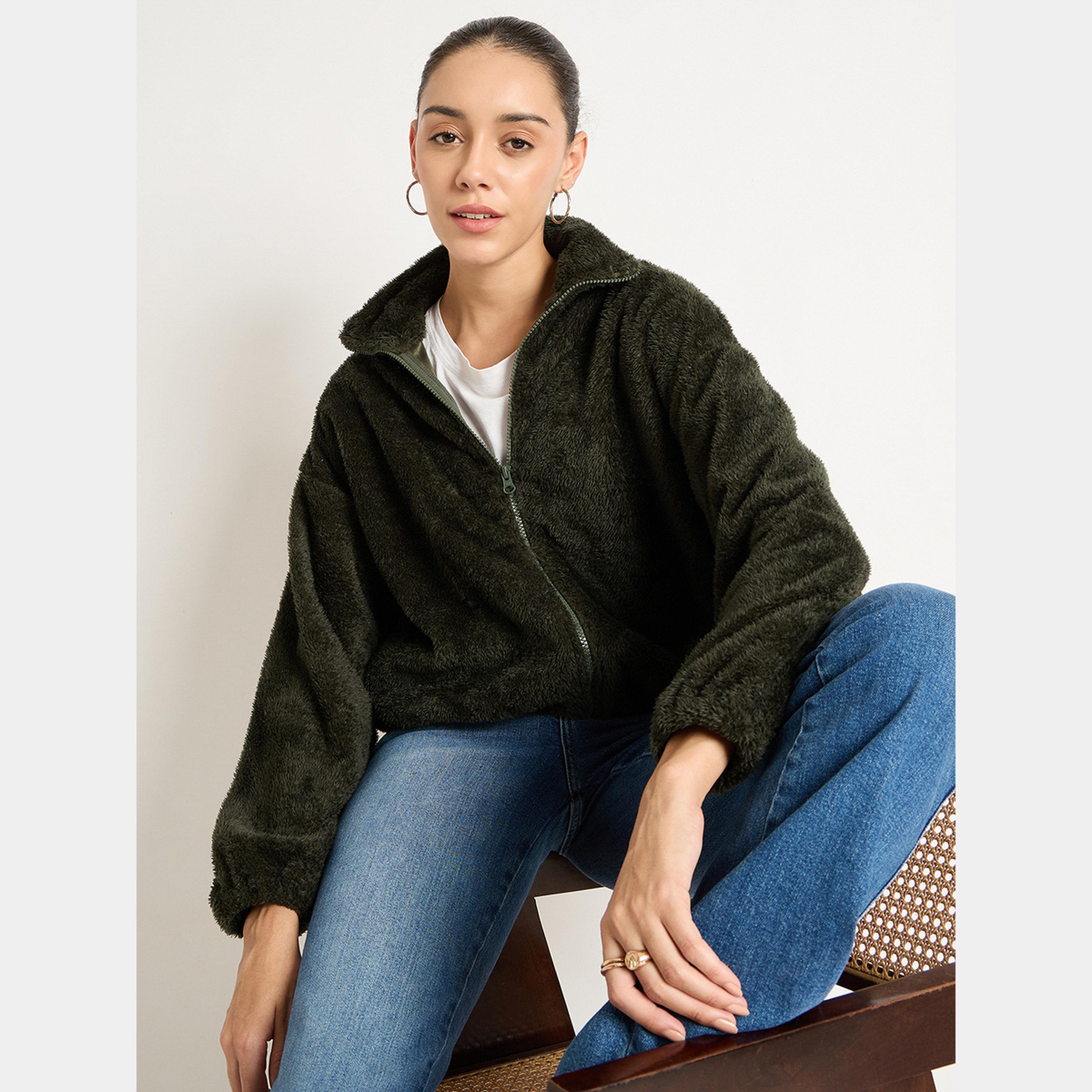 فيميلا - سترة نسائية صوف ناعم بأكمام طويلة وياقة عالية وسحاب كامل-women-winterwear-coatsandjackets-jackets-image-6