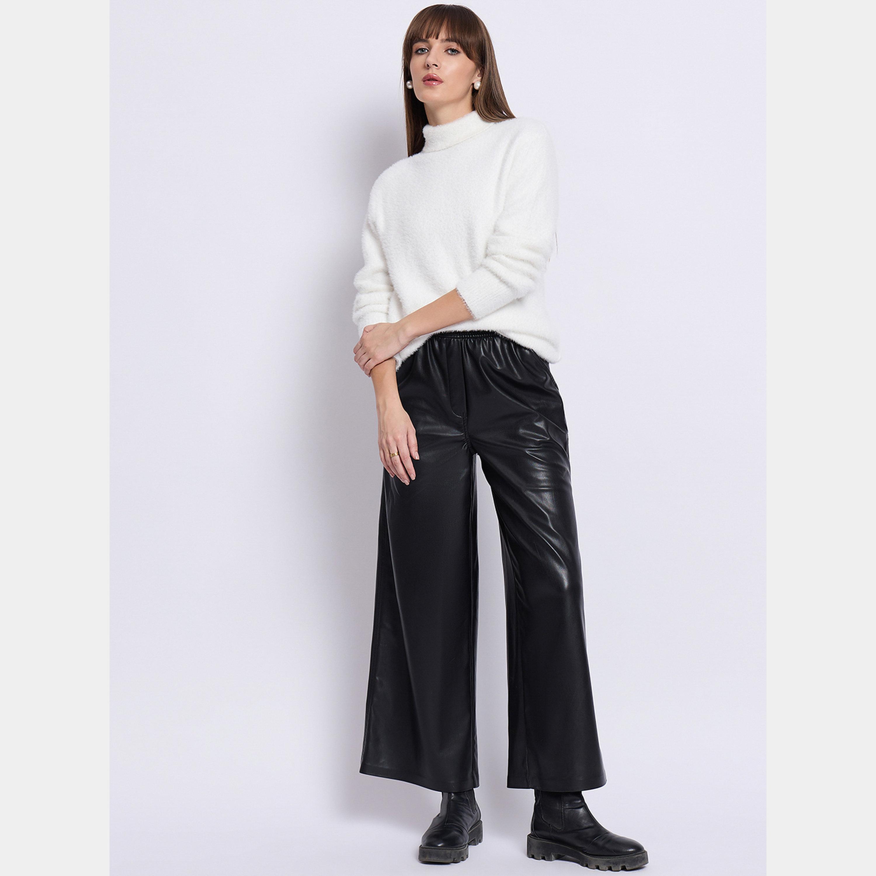 Femmella White Fuzzy High Neck Sweater-women-winterwear-cardigansandjumpers-jumpers-image-2