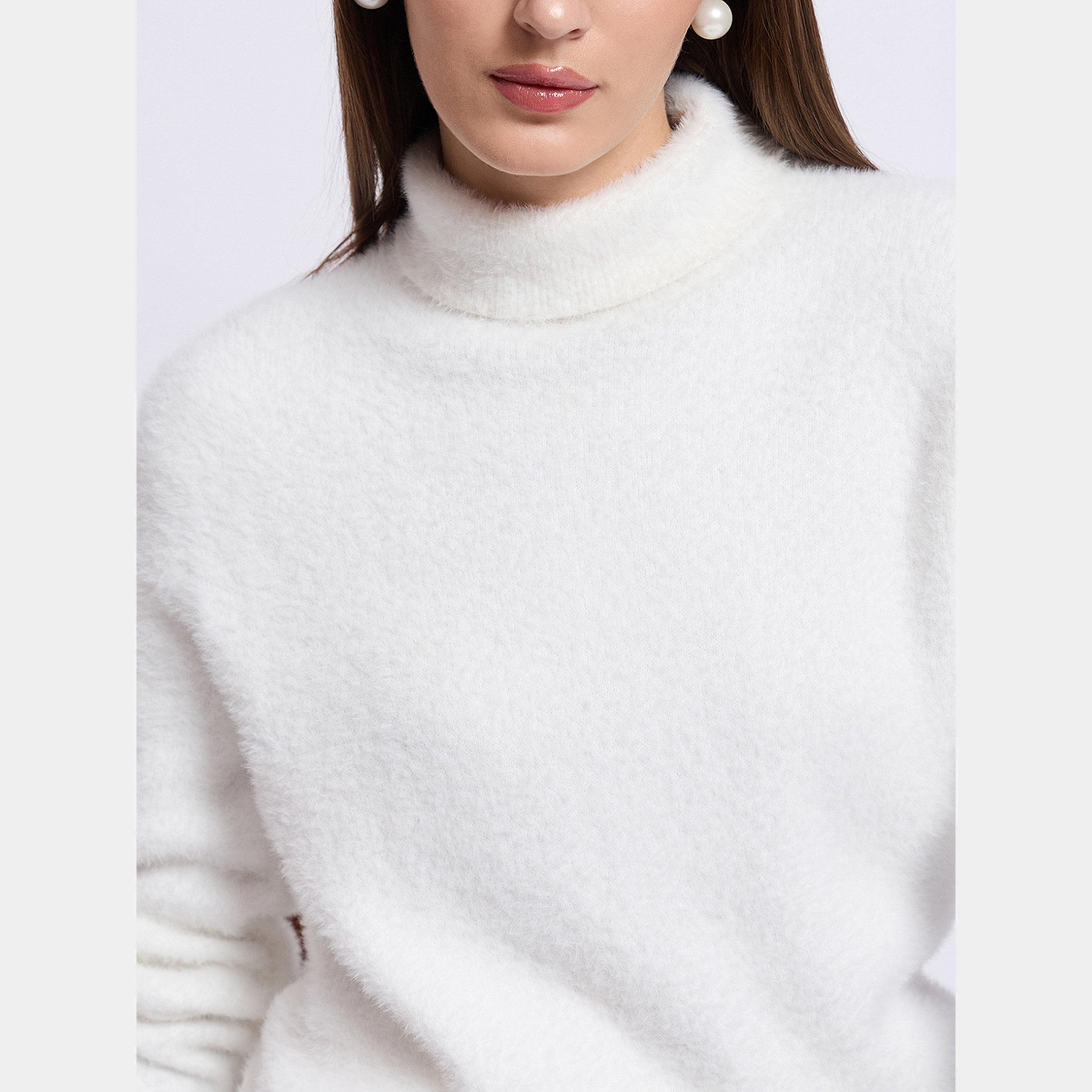 Femmella White Fuzzy High Neck Sweater-women-winterwear-cardigansandjumpers-jumpers-image-6