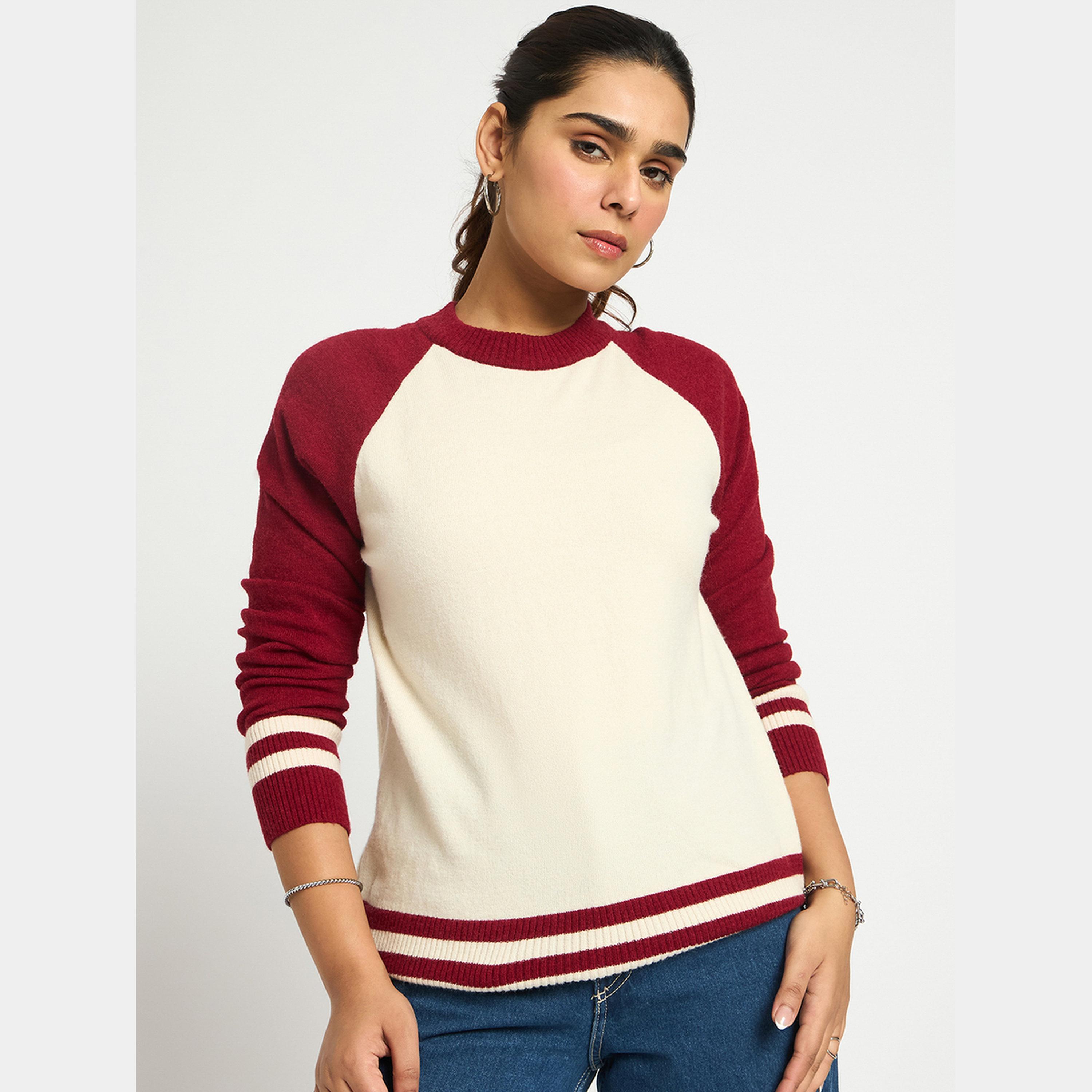 فيميلا - سترة نسائية بأكمام راجلان وياقة دائرية بألوان متعددة-women-clothing-cardigansandjumpers-jumpers-image-1