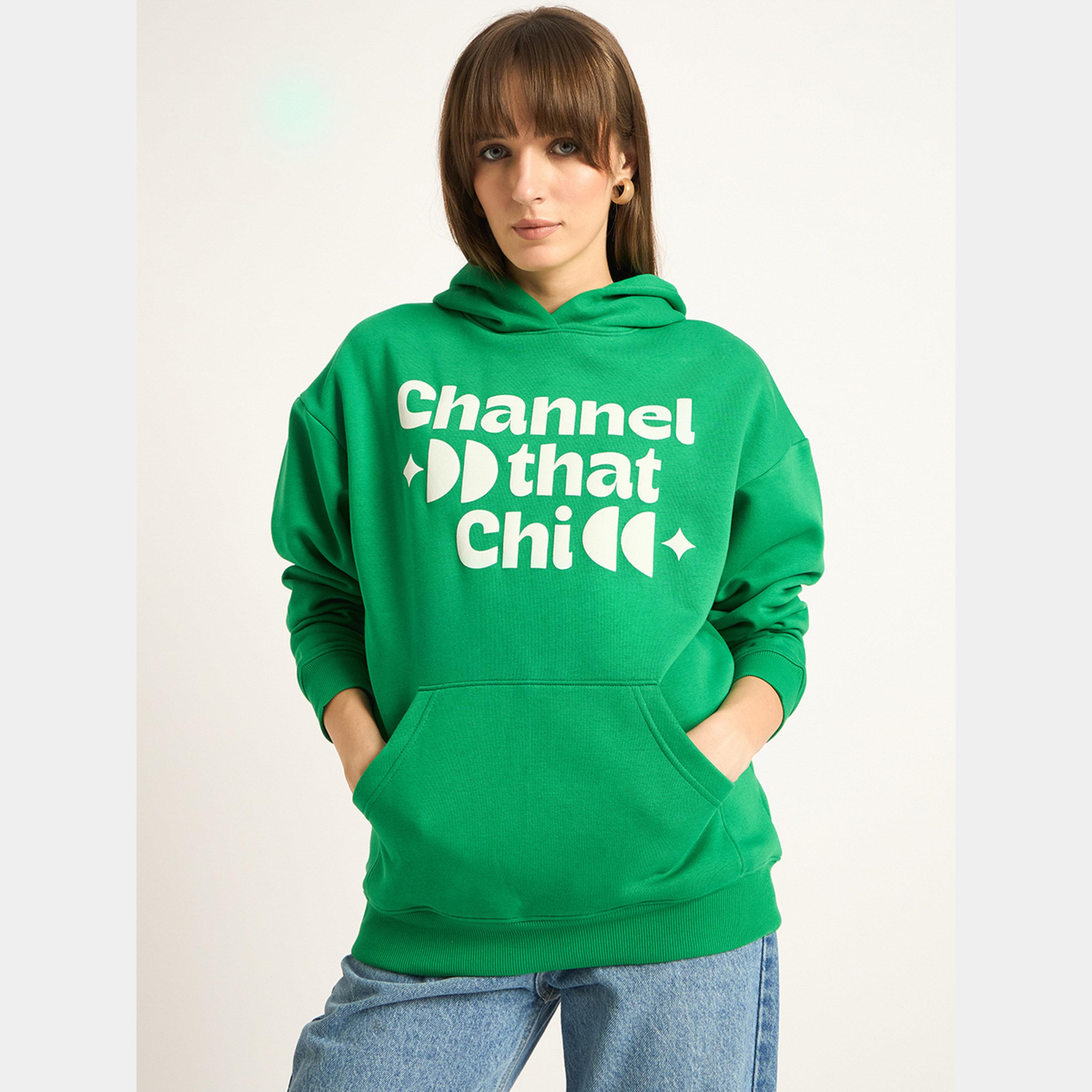 Femmella Green Oversized Hoodie with Front Pocket-women-clothing-hoodiesandsweatshirts-hoodies-image-1