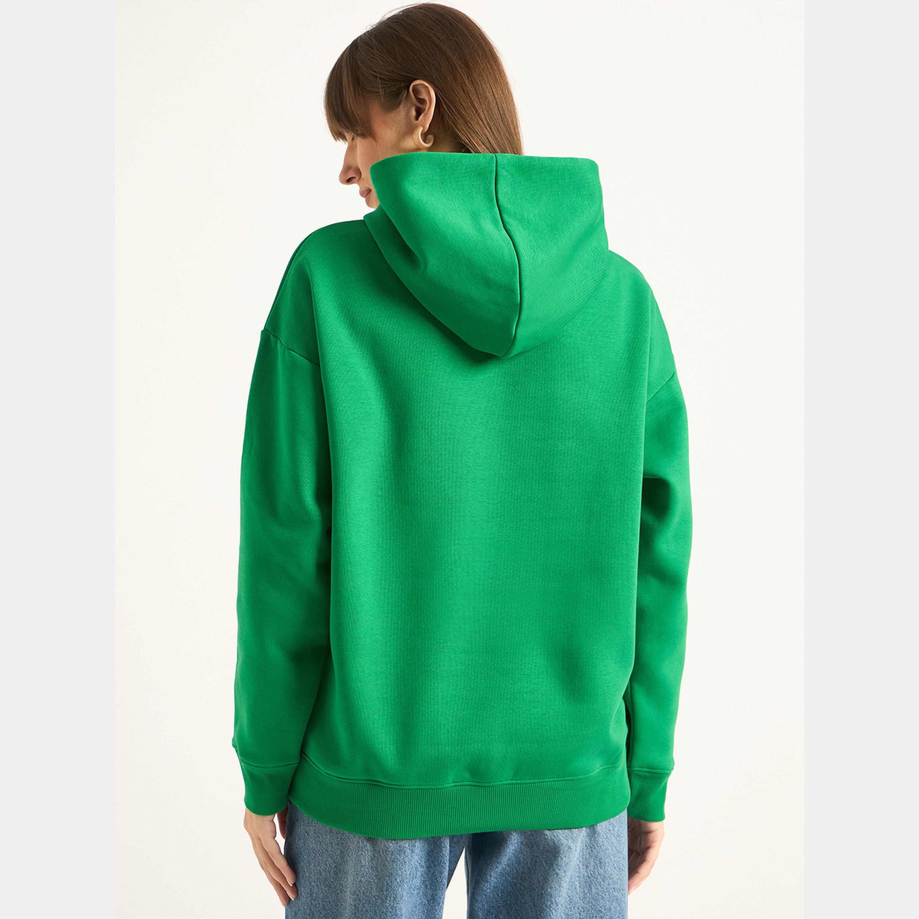 Femmella Green Oversized Hoodie with Front Pocket-women-clothing-hoodiesandsweatshirts-hoodies-image-3