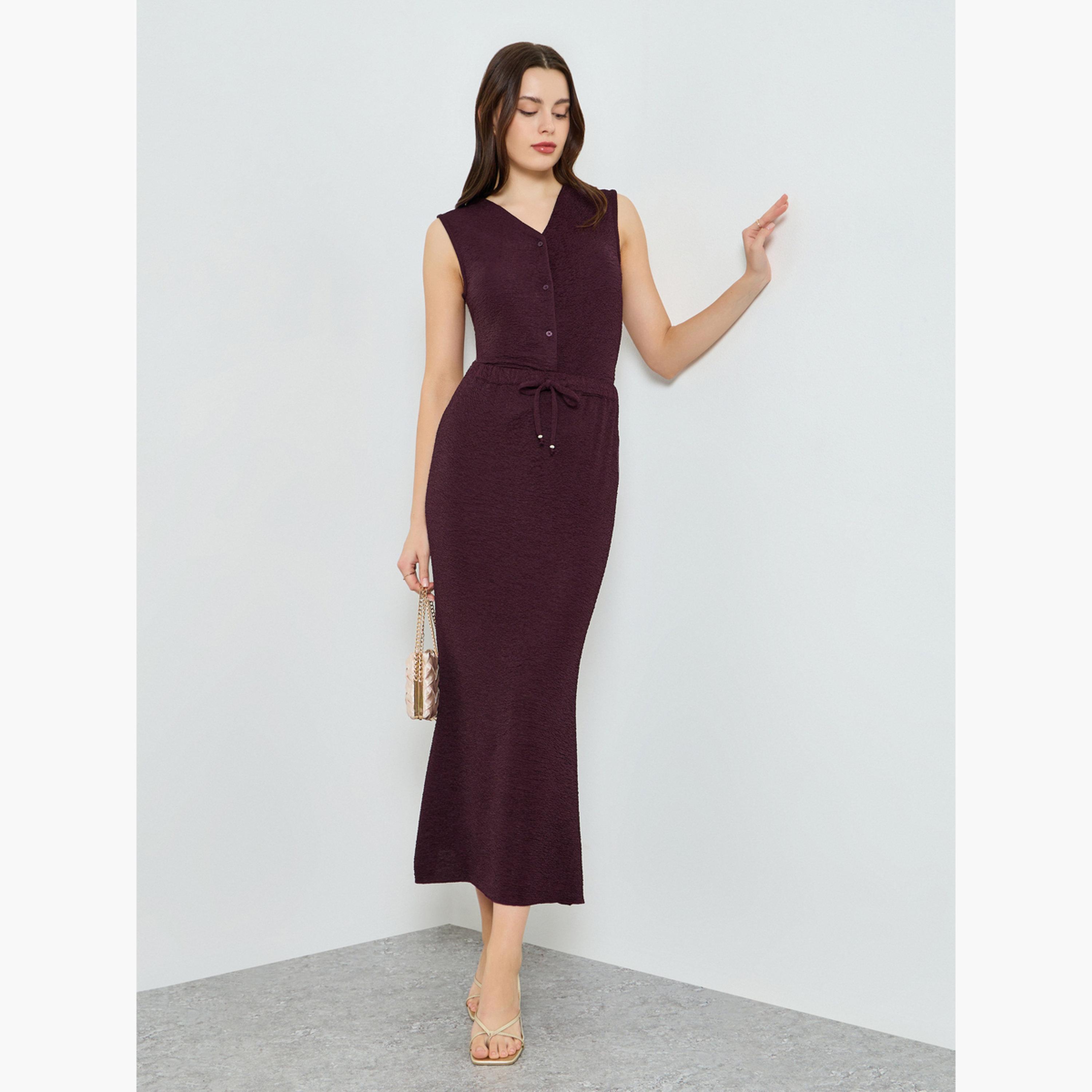 تنورة طويلة بقصة مستقيمة وتفاصيل بارزة الملمش-women-clothing-bottoms-skirts-image-2
