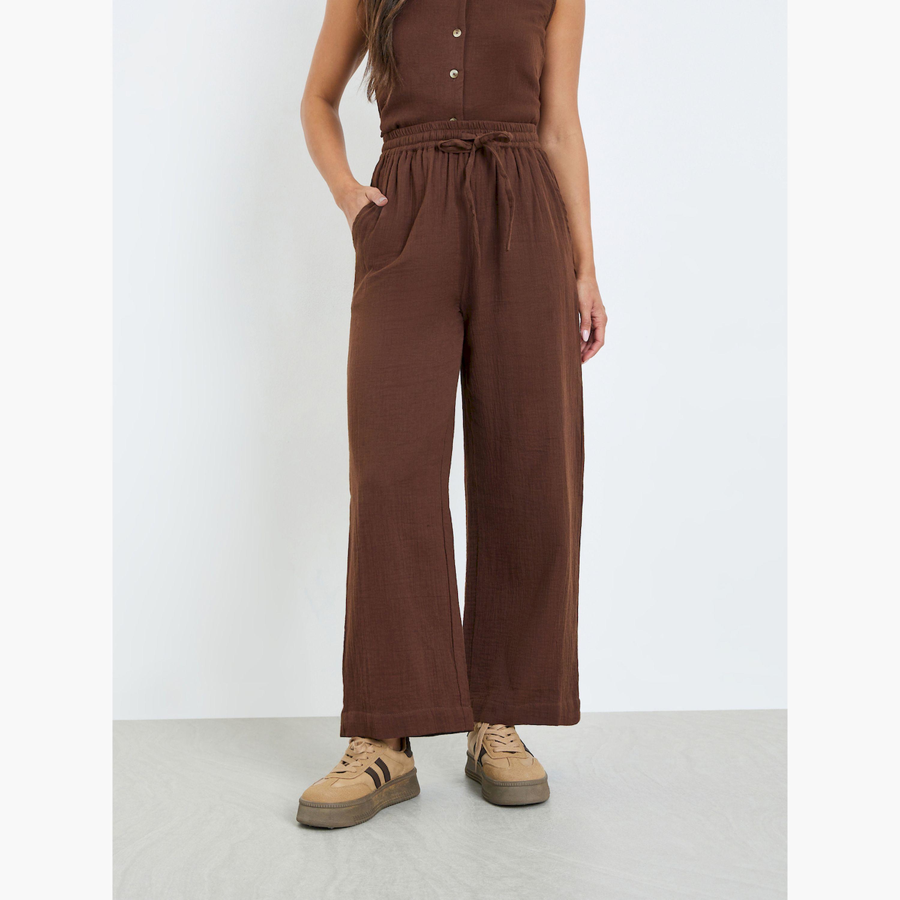 بنطال بأرجل واسعة ورباط-women-clothing-bottoms-trousers-image-1