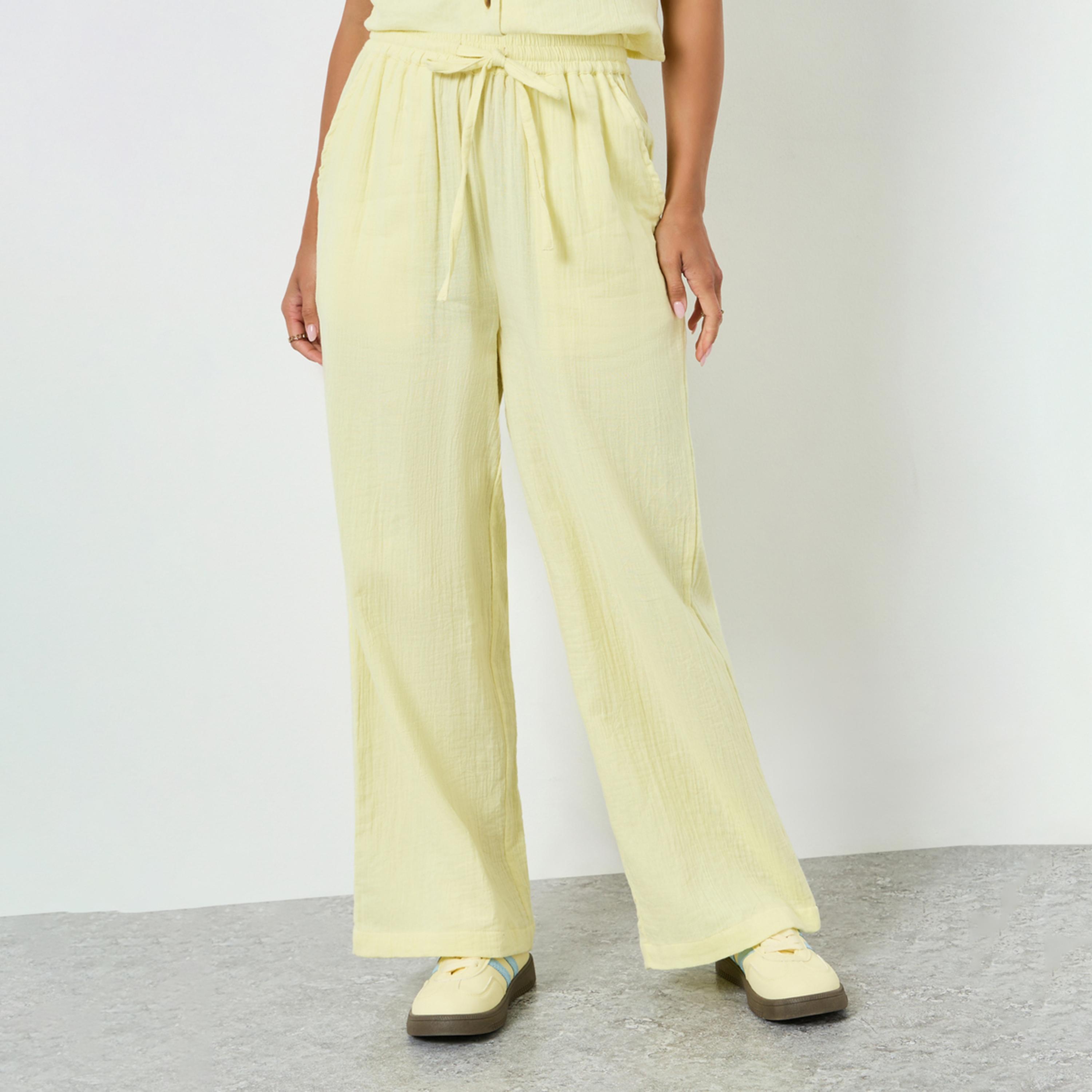 بنطال بأرجل واسعة ورباط-women-clothing-bottoms-joggers-image-1