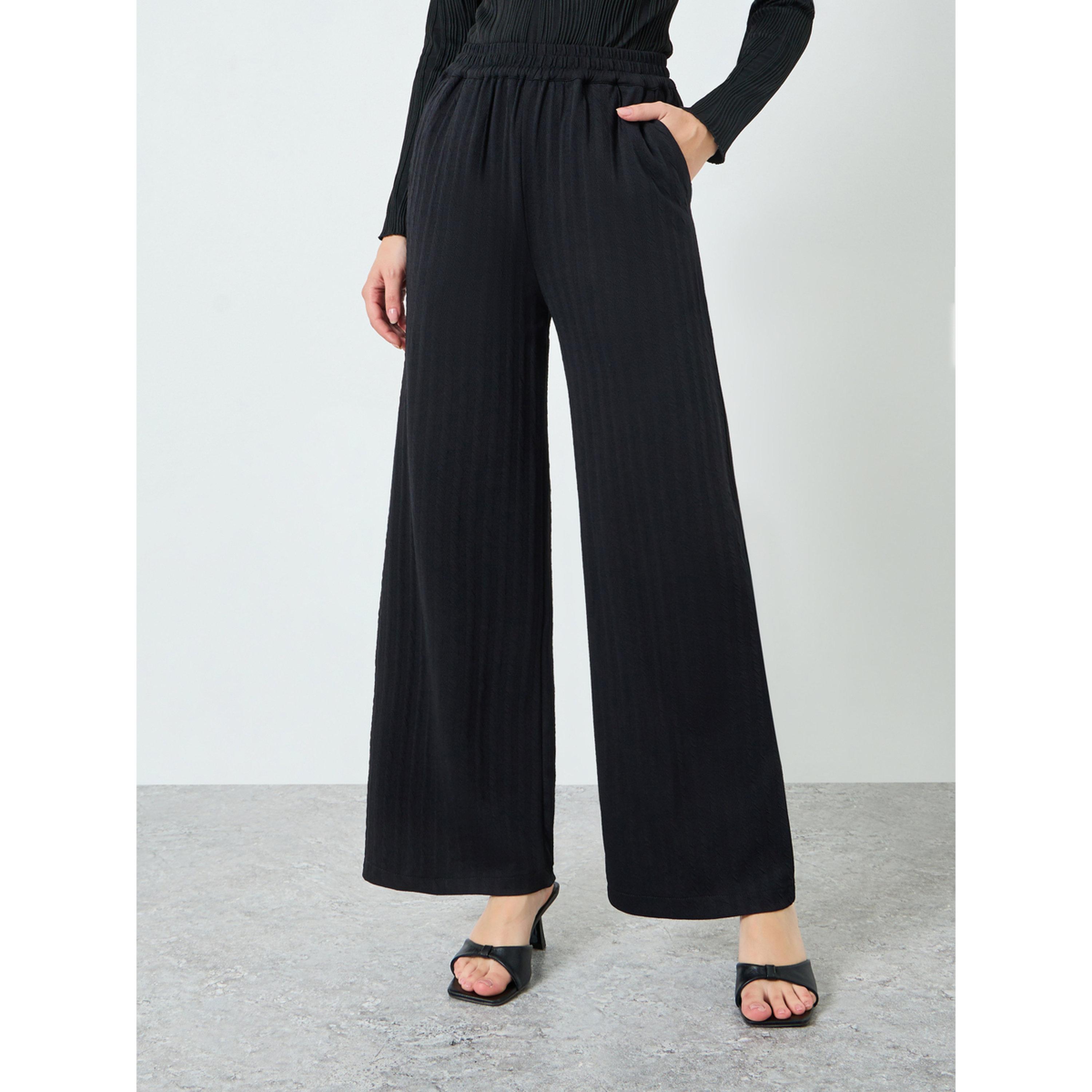 بنطال أسود بأرجل واسعة-women-clothing-bottoms-trousers-image-1